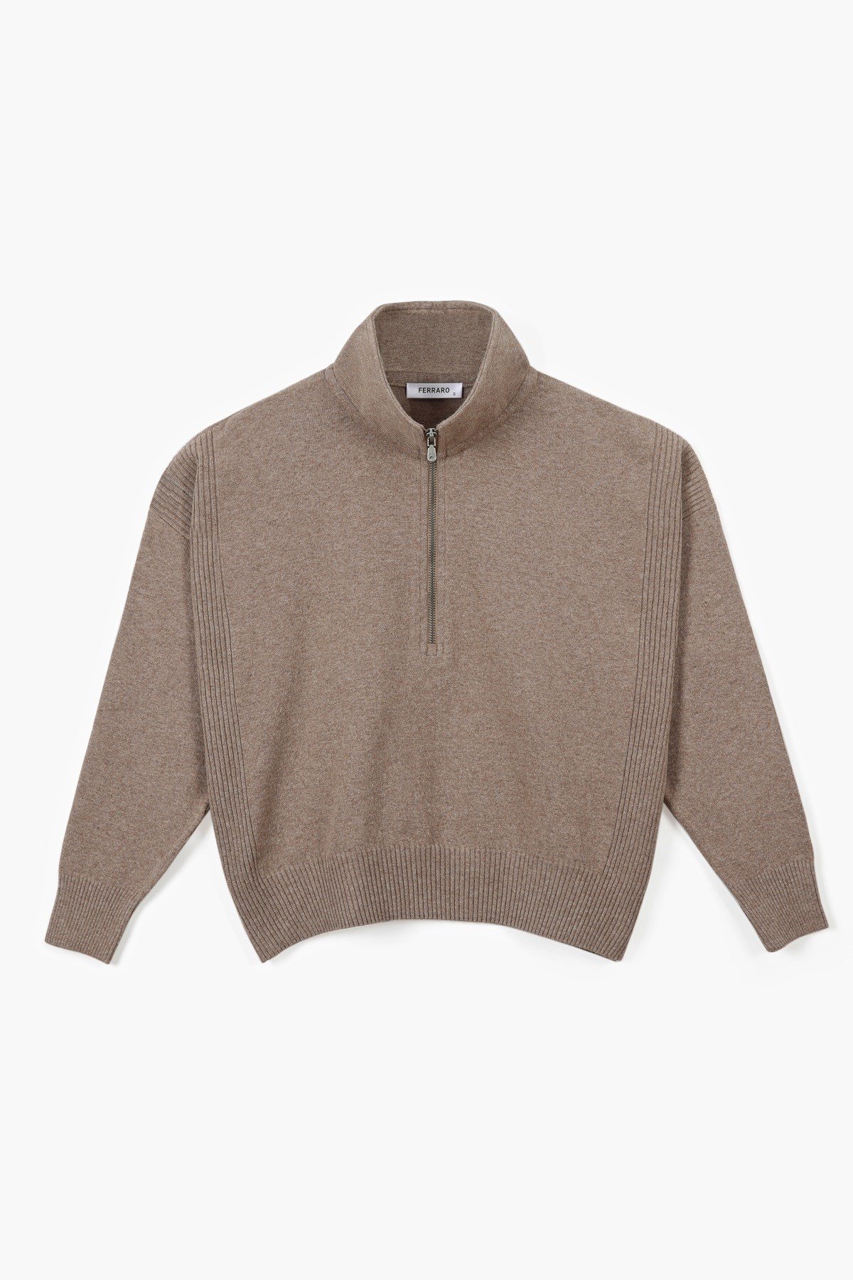 Ferraro Vizon Fermuarlı Kaşmirli Kadın Triko Kazak