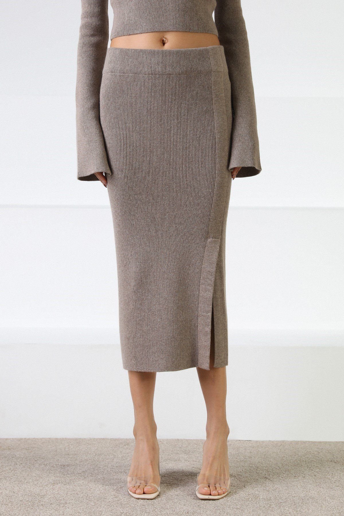 Ferraro Vizon Fitilli Kaşmirli Kadın Triko Etek