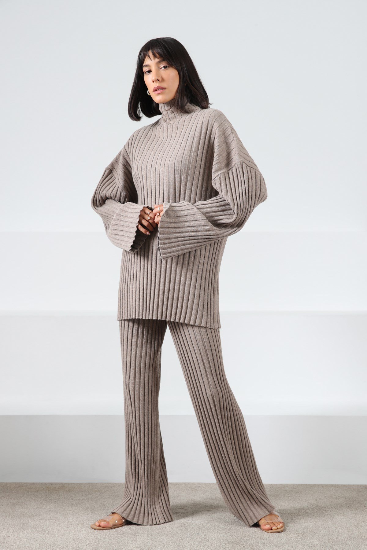 Ferraro Vizon Uzun Kollu Balıkçı Yaka Kaşmirli Kadın Triko Kazak