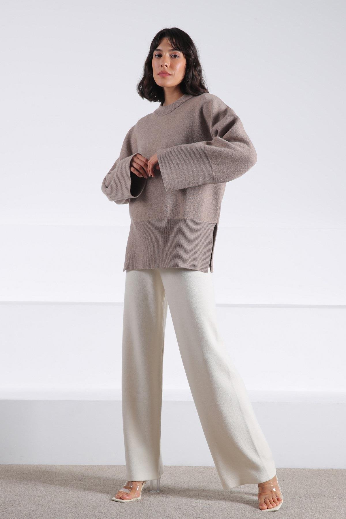 Ferraro Vizon Uzun Kollu Bisiklet Yaka Kaşmirli Kadın Triko Kazak