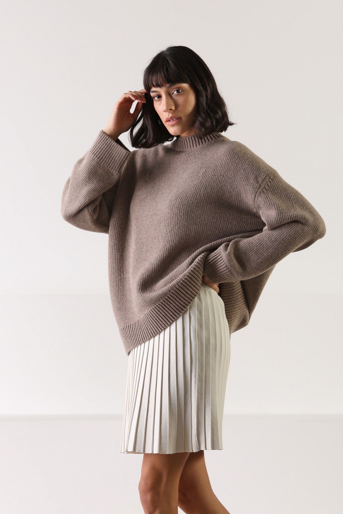 Ferraro Vizon Uzun Kollu Bisiklet Yaka Kaşmirli Kadın Triko Kazak