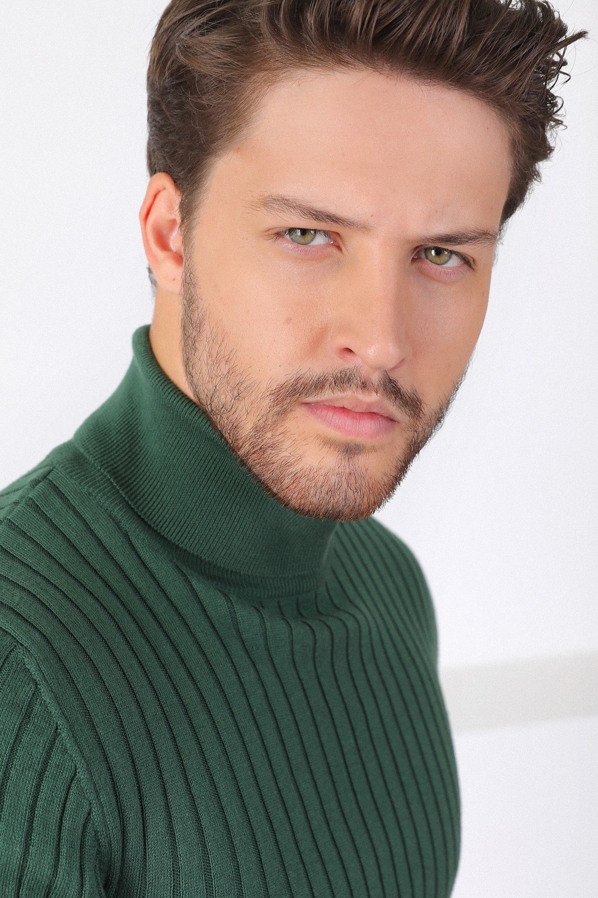 Ferraro Yeşil Balıkçı Yaka Fitilli Erkek Kazak