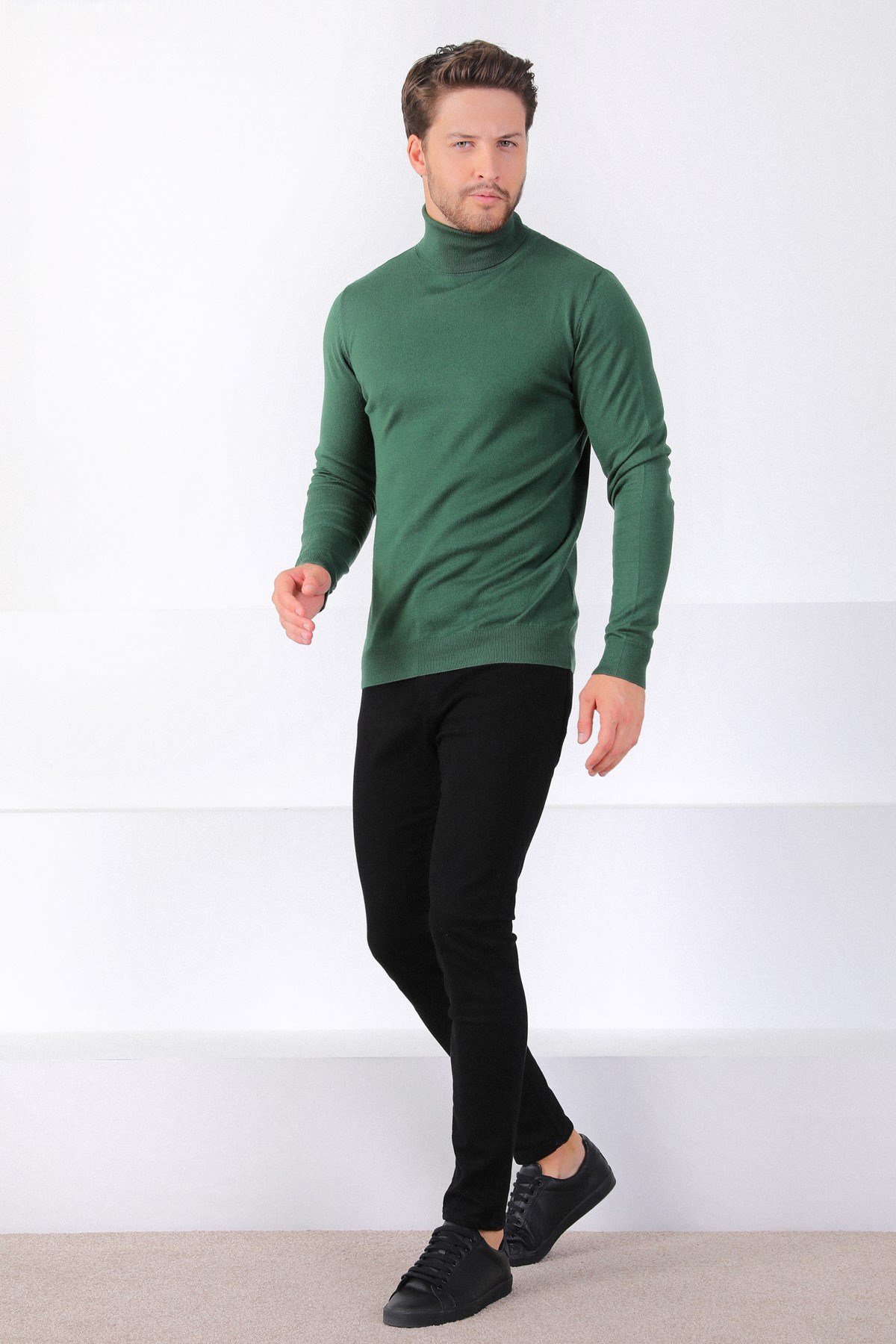 Ferraro Yeşil Balıkçı Yaka Pamuk Kazak