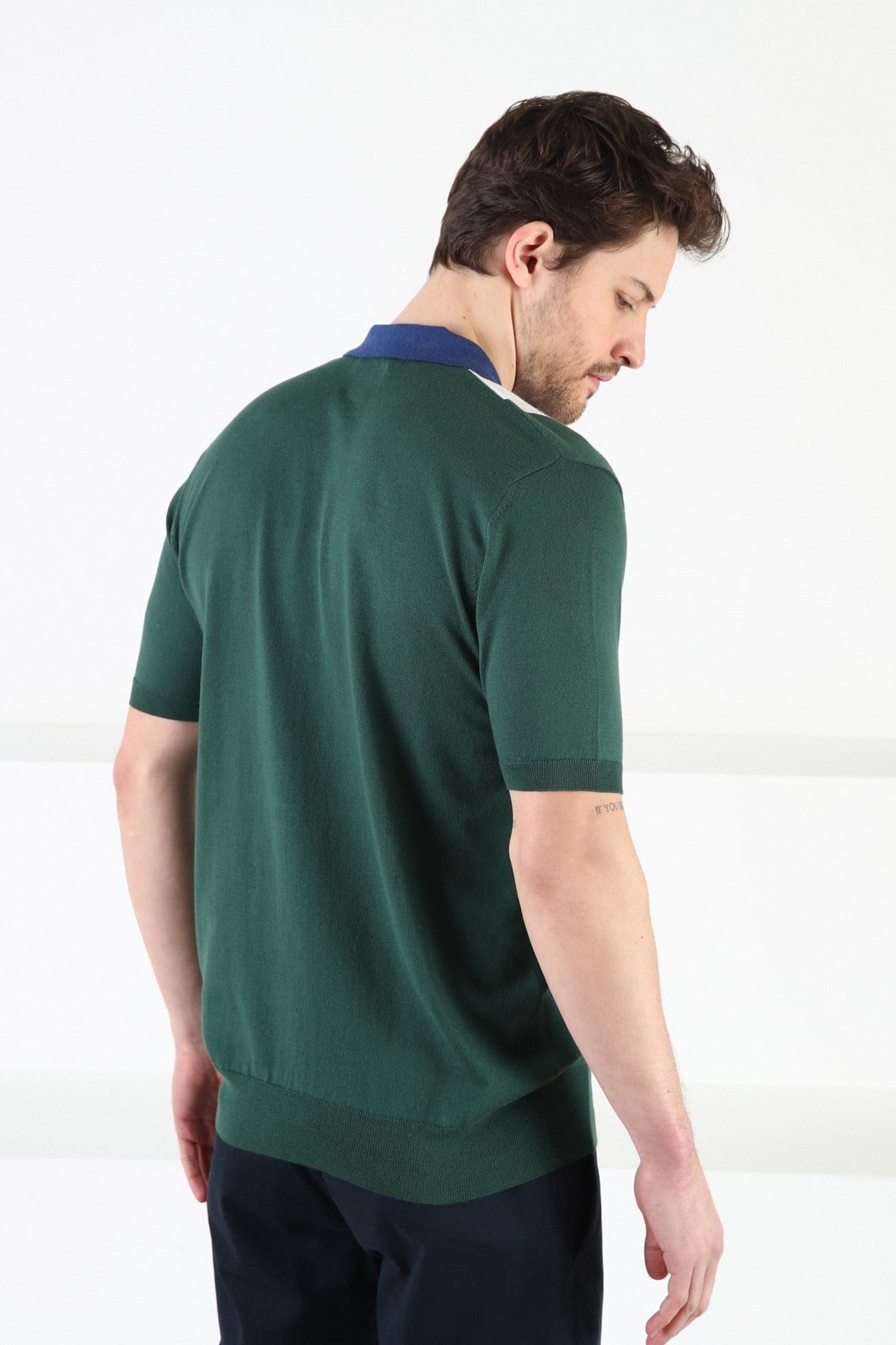 Ferraro Yeşil Düğmeli Polo Yaka %100 Pamuk Erkek Triko T-Shirt