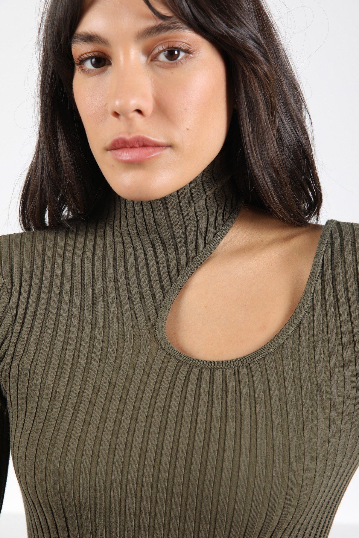 Ferraro Yeşil Uzun Kollu Kadın Triko Elbise