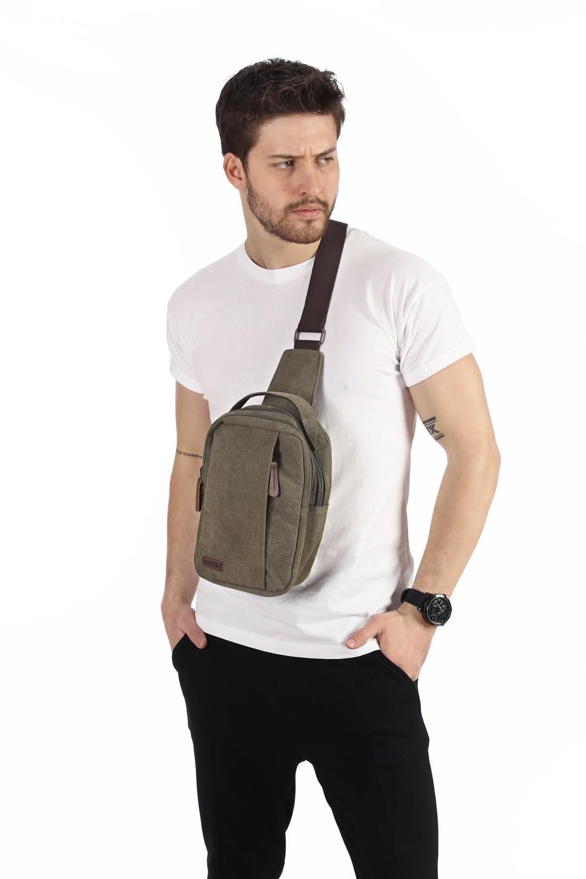 KAHVE ÇÇS 31036 KANVAS TEK ASKILI ÇAPRAZ ÇANTA