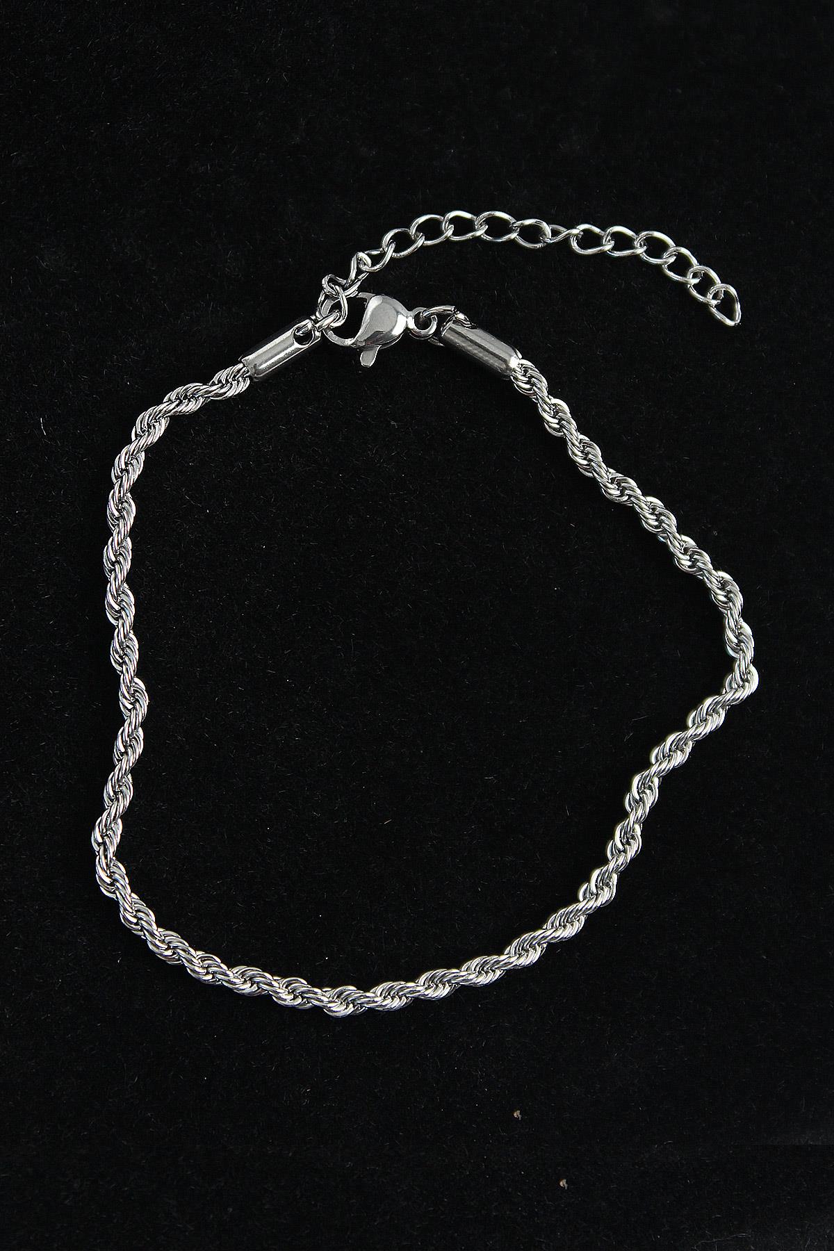 316L Çelik Burgu Model Gümüş Renk Erkek Bileklik