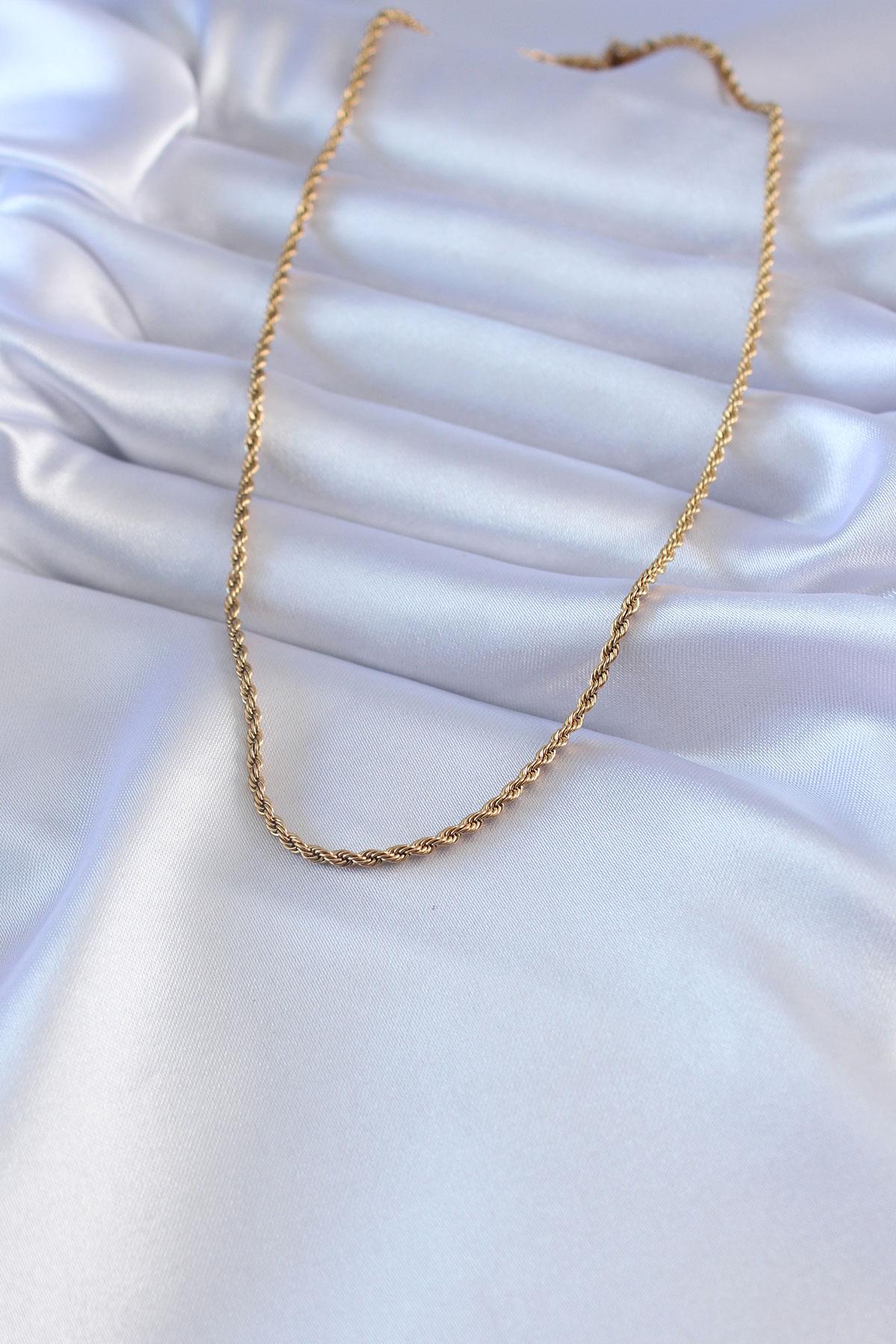 316L Çelik Gold Renk Burgu Model Kadın Kolye