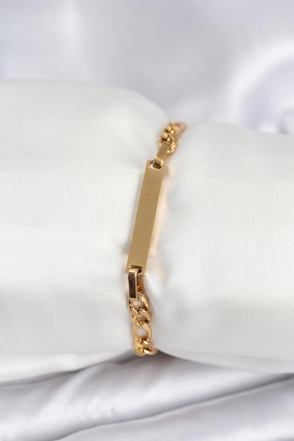 316L Çelik Gold Renk Yazı Yazmaya Uygun Kadın Bileklik