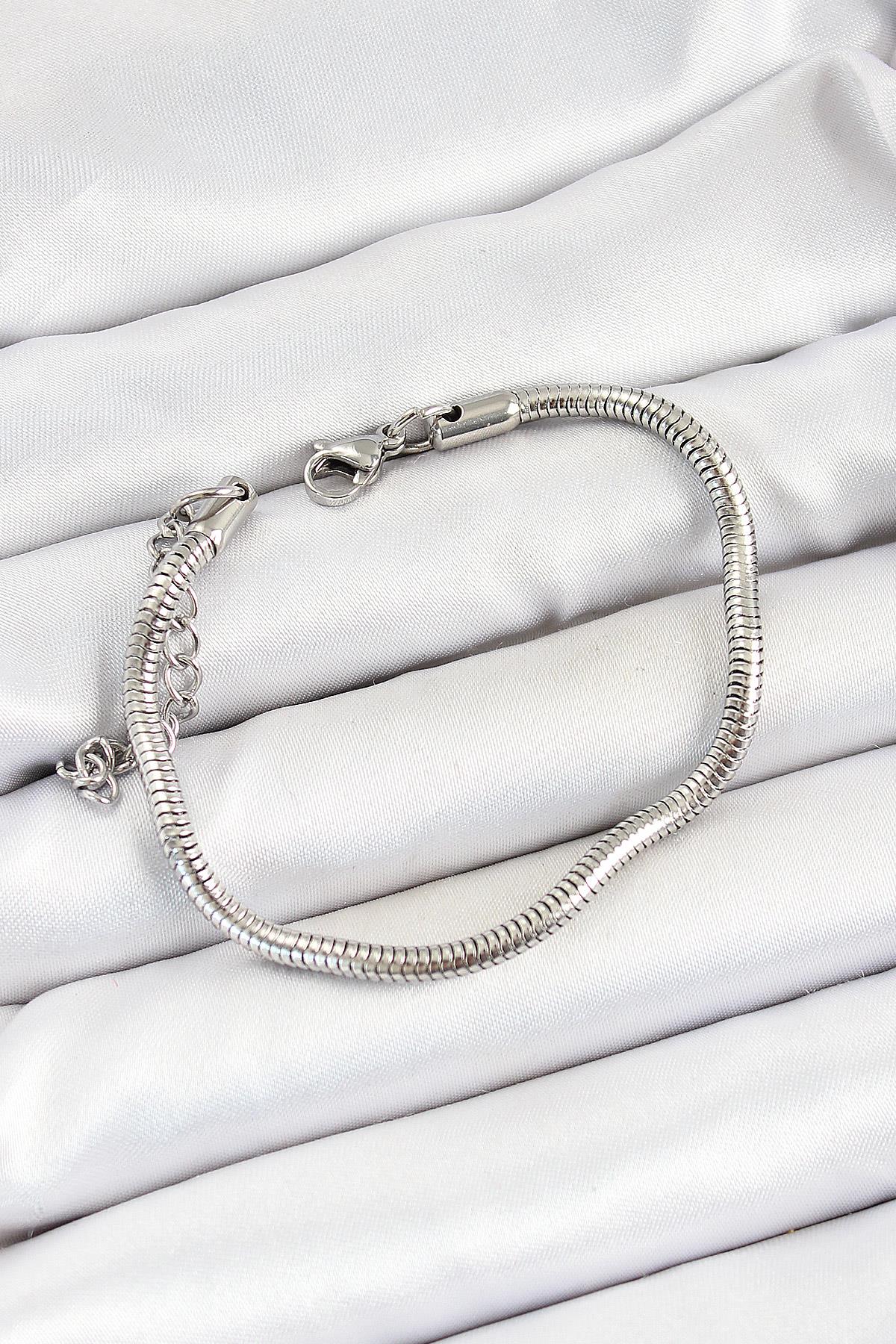 316L Çelik Gümüş Renk Kalın Yılan Zincir Erkek Bileklik