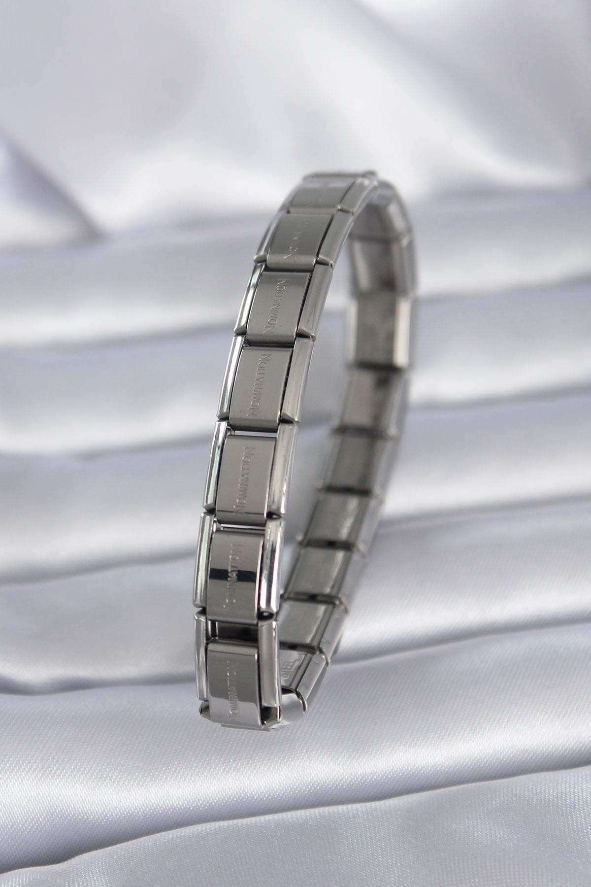 316L Çelik Gümüş Renk Nominaition Model Kadın Bileklik