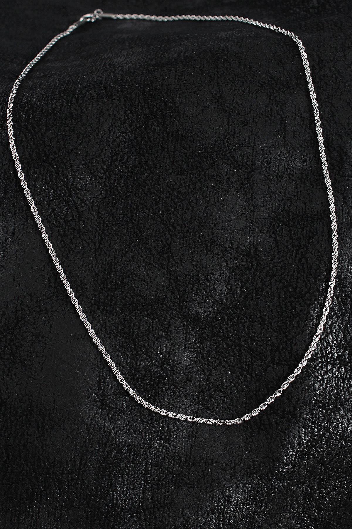 316L Çelik Halat Zincir Model Gümüş Renk Erkek Kolye