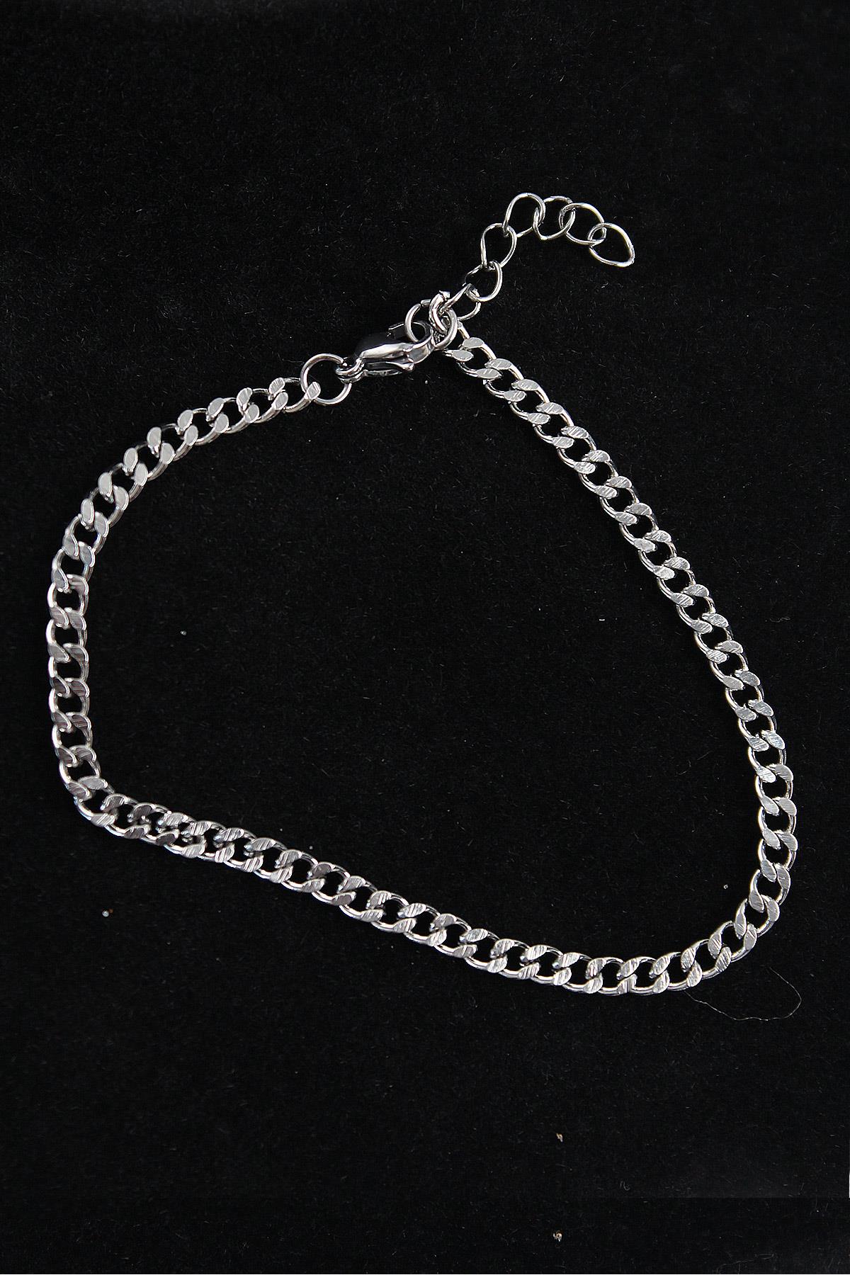 316L Çelik İnce Klasik Model Gümüş Renk Erkek Bileklik