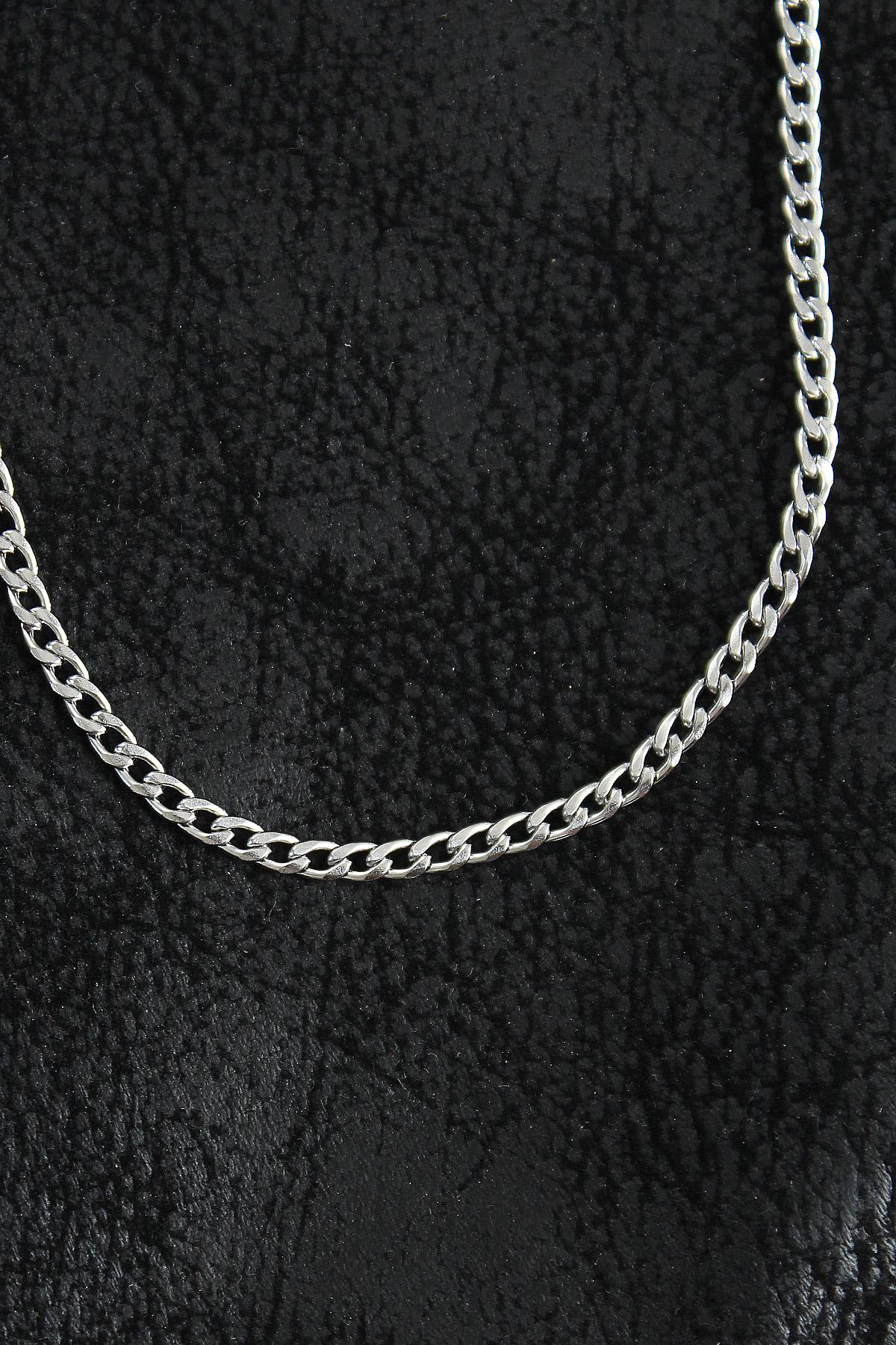 316L Çelik İnce Klasik Zincir Model Gümüş Renk Erkek Kolye