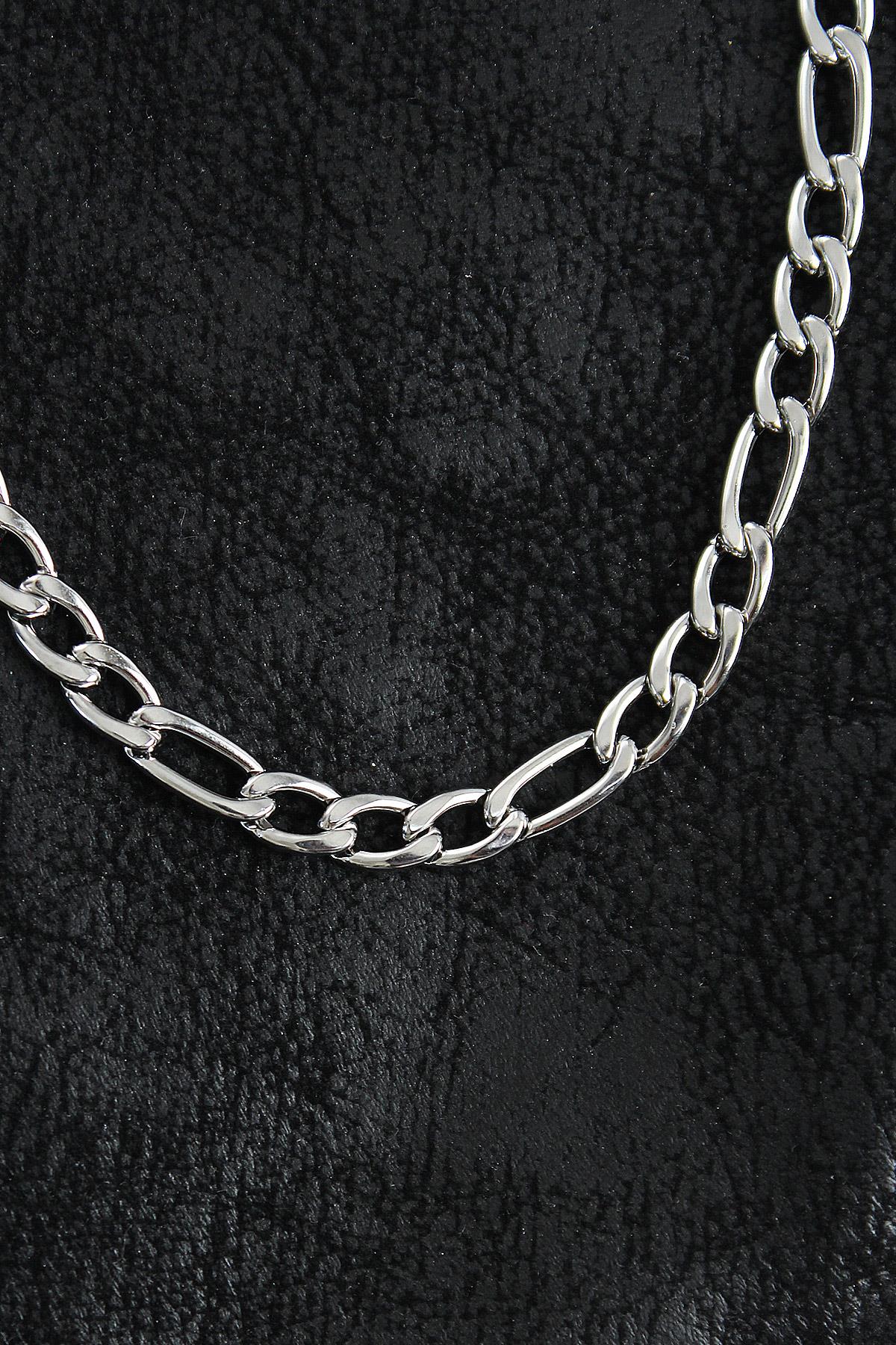 316L Çelik Kalın Figaro Zincir Model Gümüş Renk Erkek Kolye