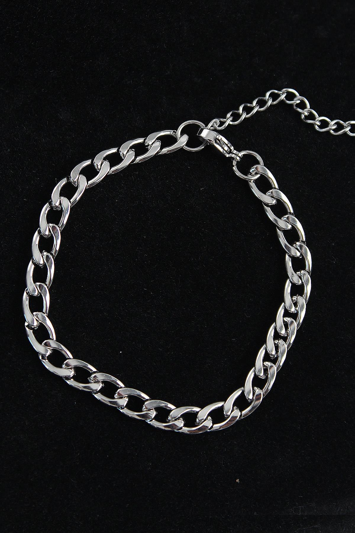 316L Çelik Kalın Klasik Model Gümüş Renk Erkek Bileklik