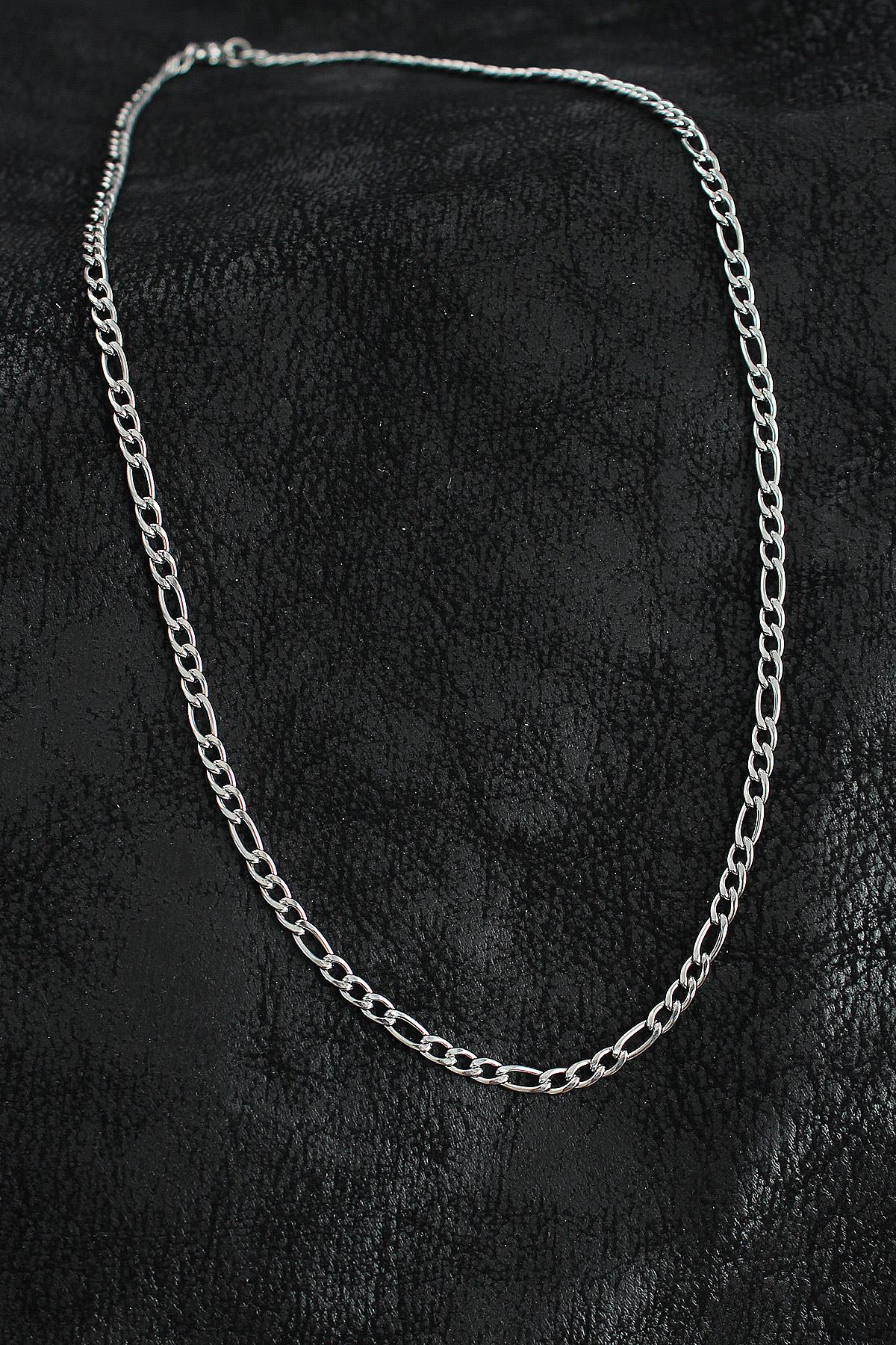 316L Çelik Klasik Figaro Zincir Model Gümüş Renk Erkek Kolye