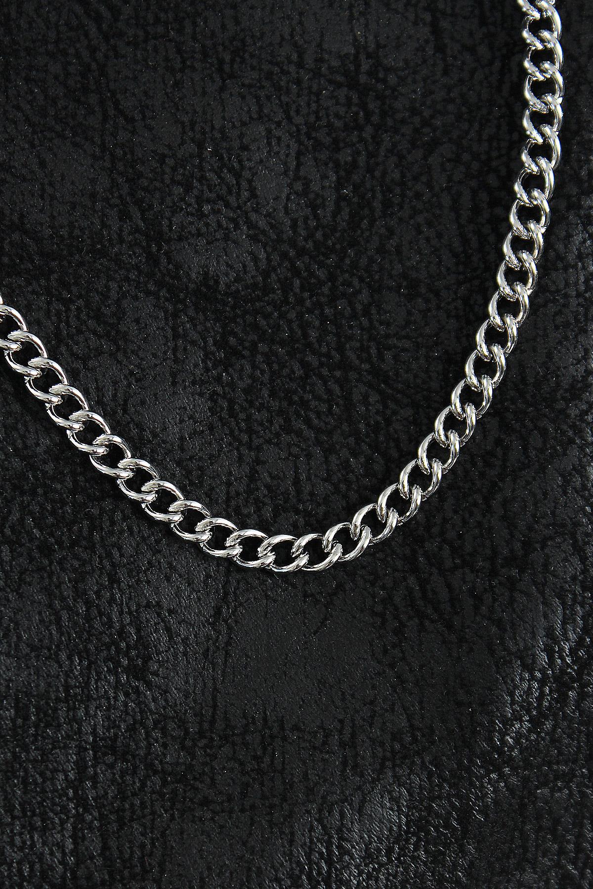 316L Çelik Klasik Oval Zincir Model Gümüş Renk Erkek Kolye