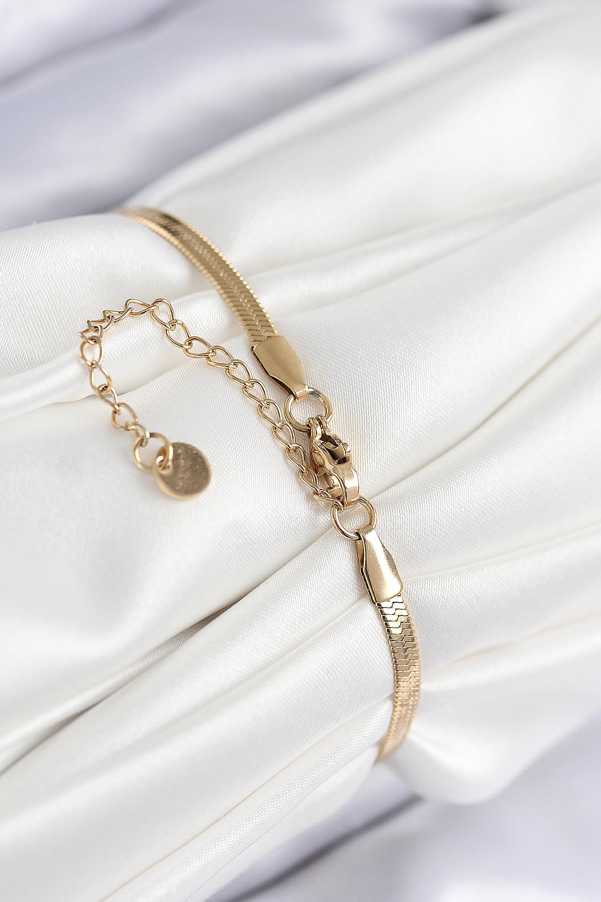 316L Çelik Nazar Boncuk Detaylı Hayat Ağacı Model İtalyan Zincir Gold Renk Kadın Bileklik