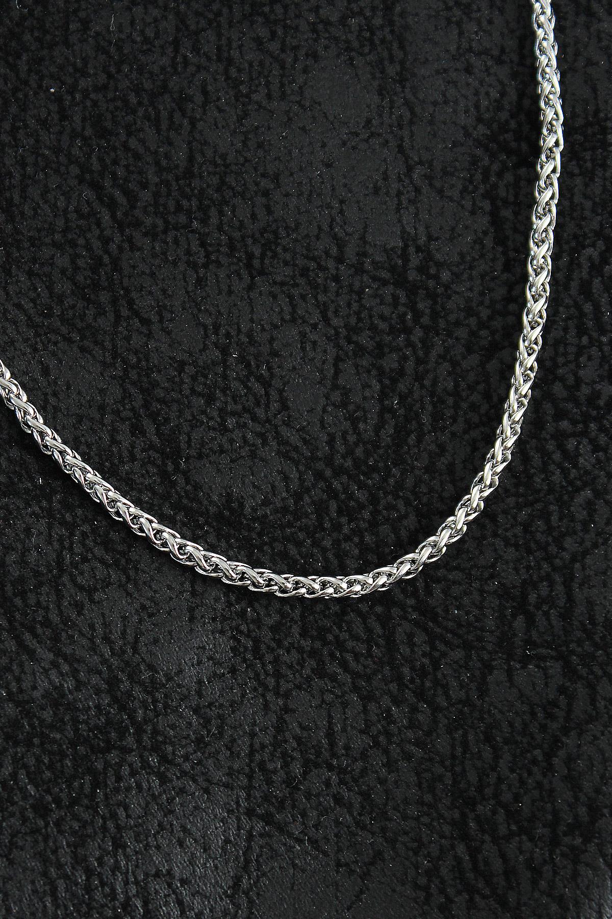 316L Çelik Örgü Zincir Model Gümüş Renk Erkek Kolye