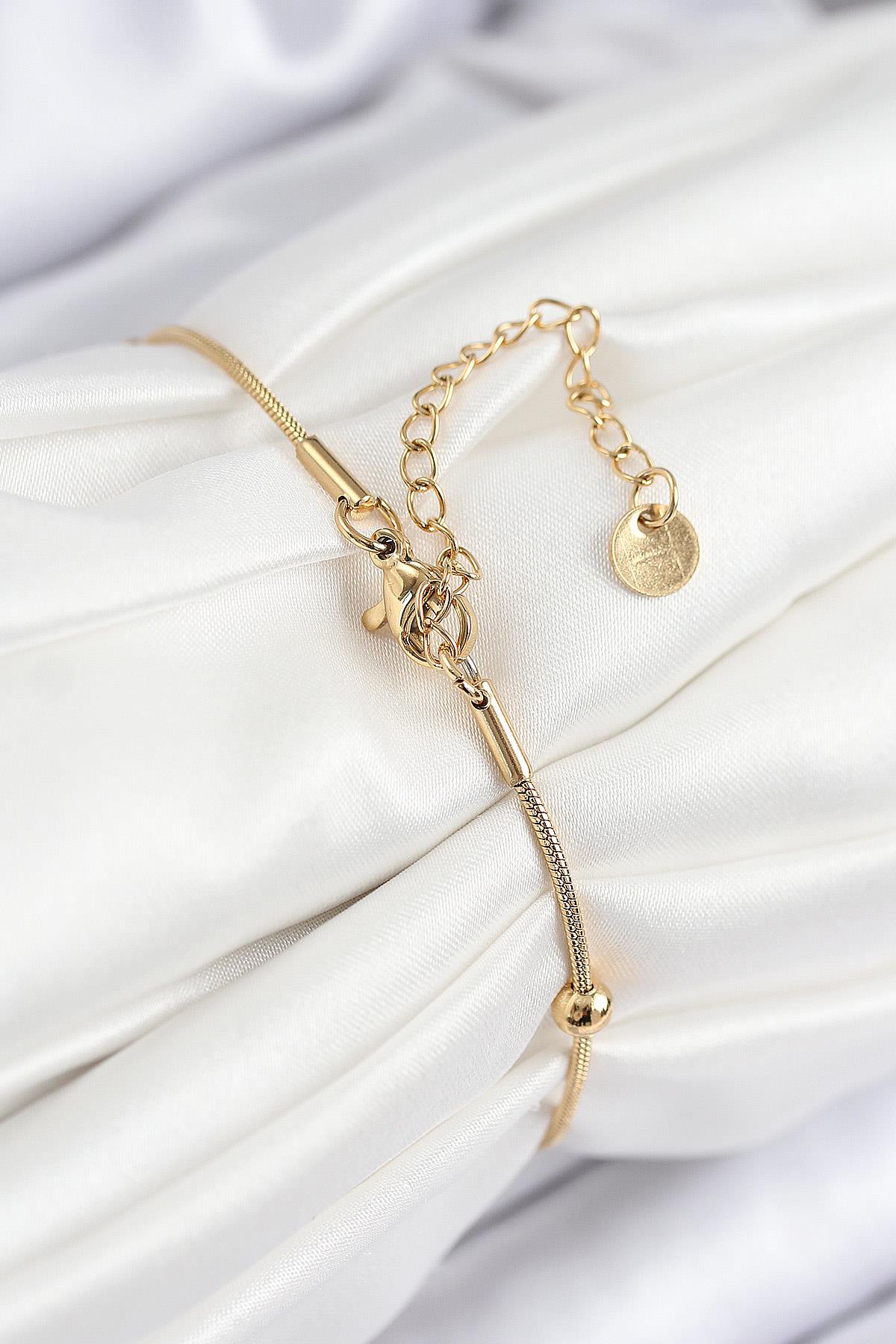 316L Çelik Topcuk Model Gold Renk Kadın Bileklik