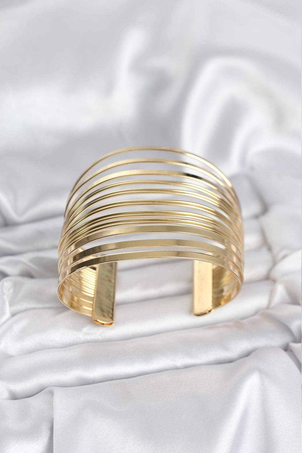 Gold Renk Pirinç Kaburga Model Kadın Bileklik