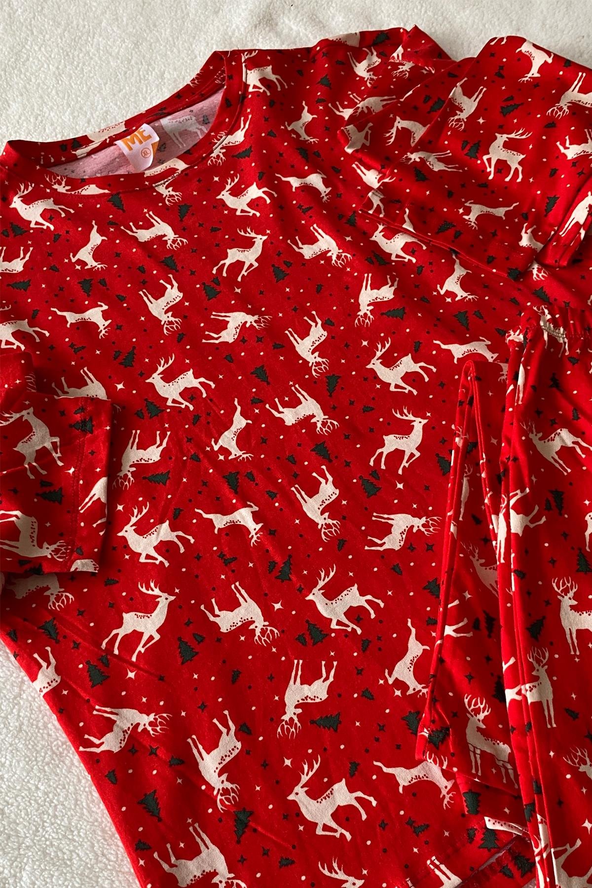 Kırmızı Yılbaşı Desenli Pijama Takımı - Marcoroni