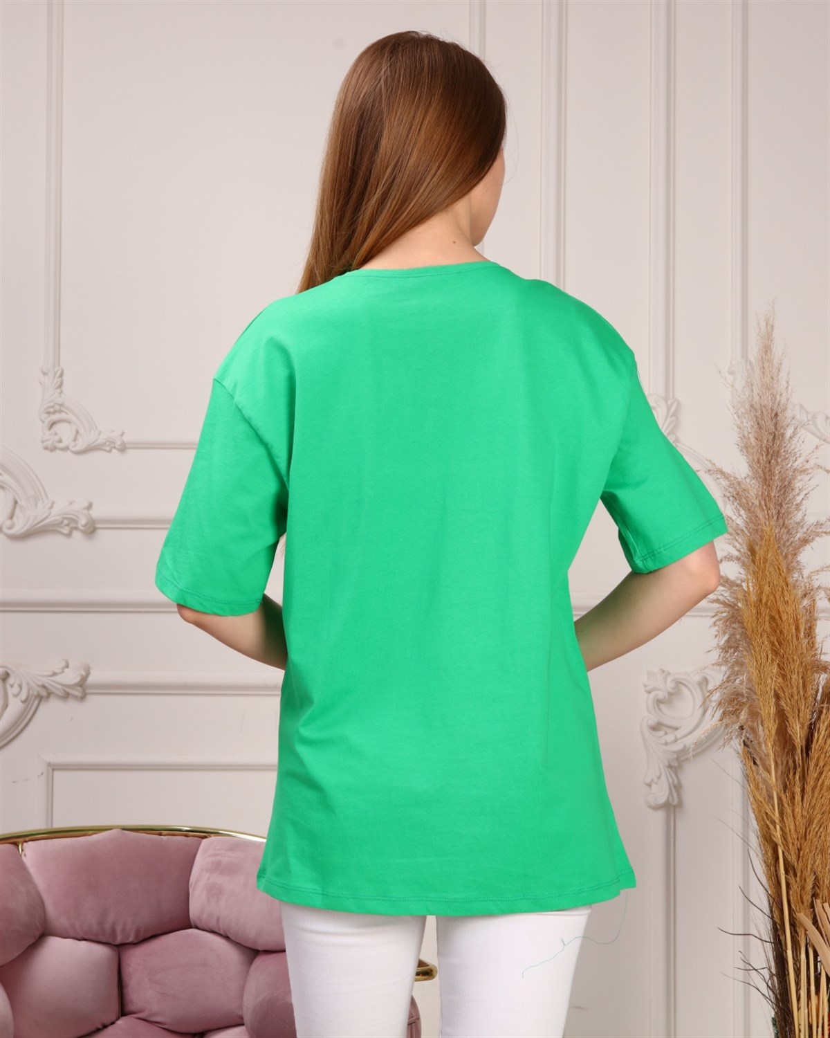 Marcoroni Awesome Baskılı Yeşil Kadın T-Shirt