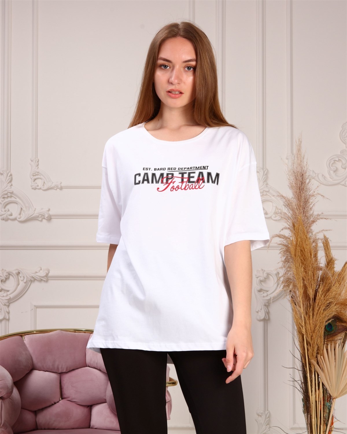 Marcoroni Camp Team Baskılı Beyaz Kadın T-Shirt