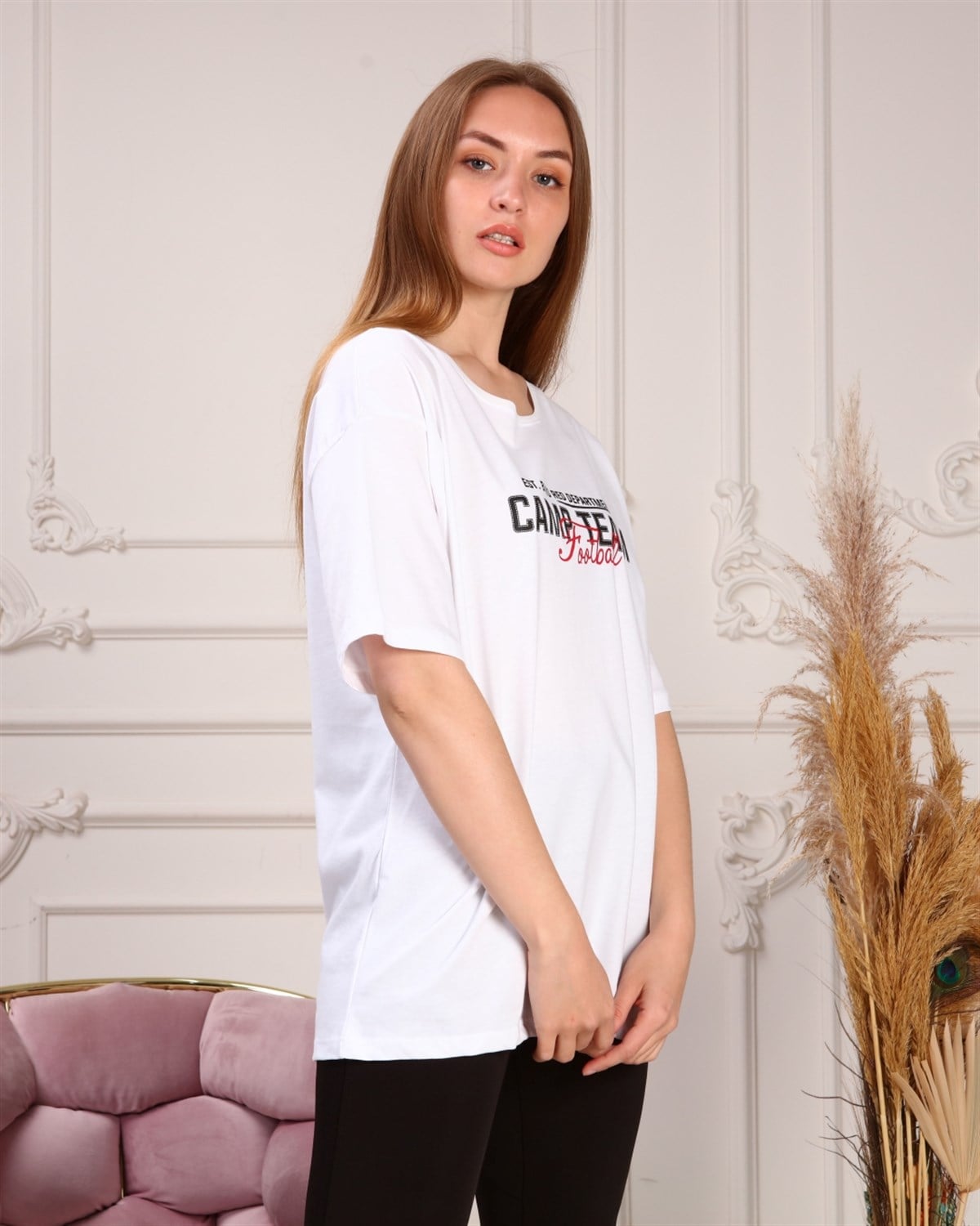 Marcoroni Camp Team Baskılı Beyaz Kadın T-Shirt