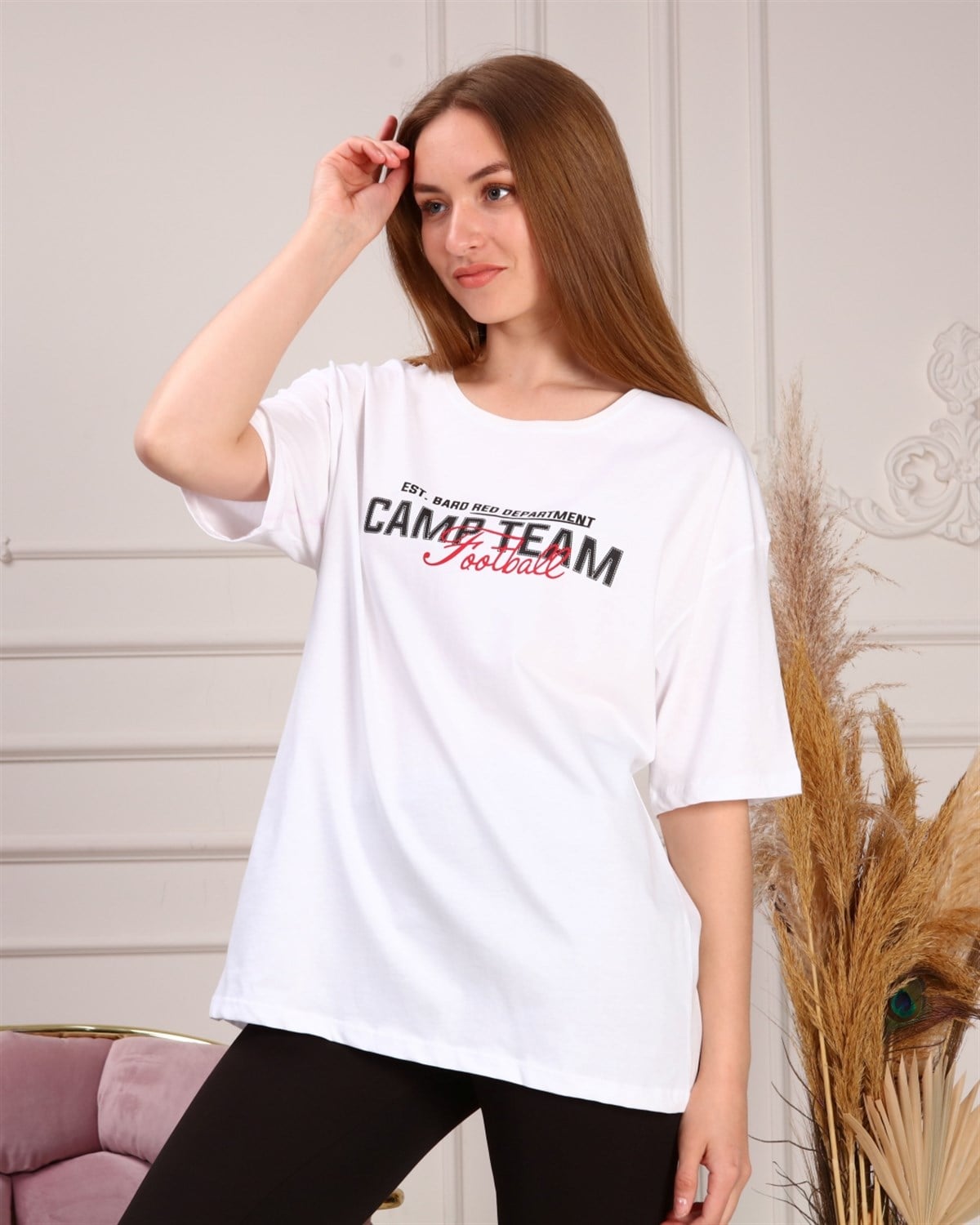 Marcoroni Camp Team Baskılı Beyaz Kadın T-Shirt