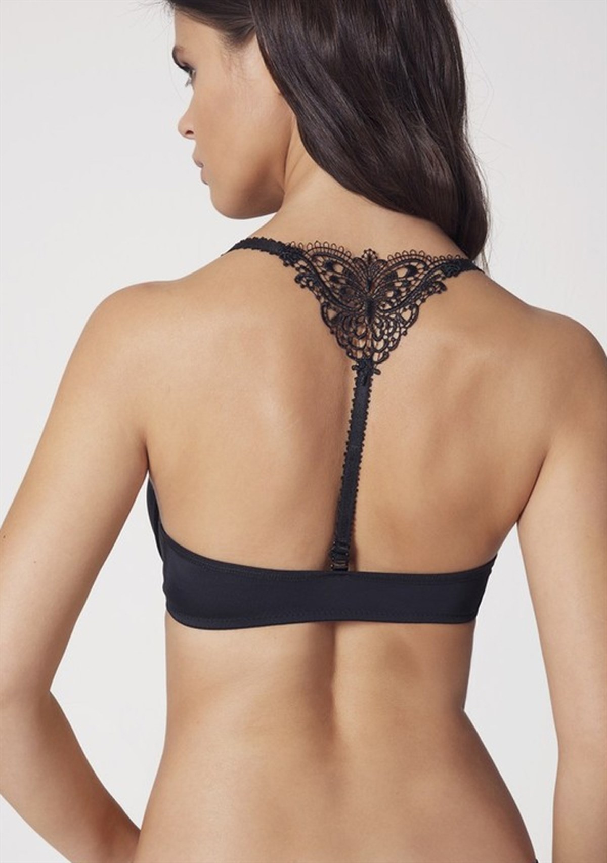 Marcoroni Orkide 9100 Sırt Dantel Dekolte Dolgulu Siyah Sütyen MRC1841