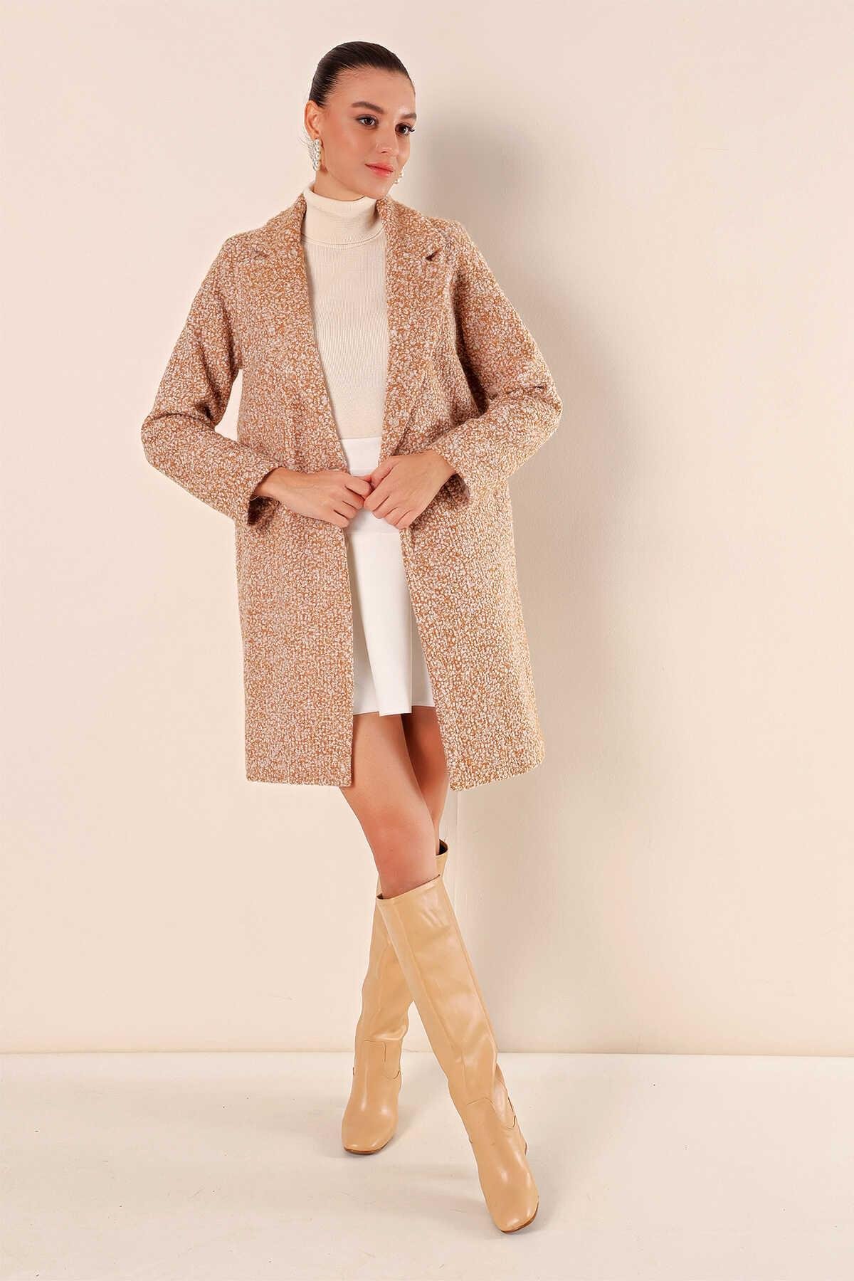 Oversize Kaşe Kaban - Camel - Marcoroni