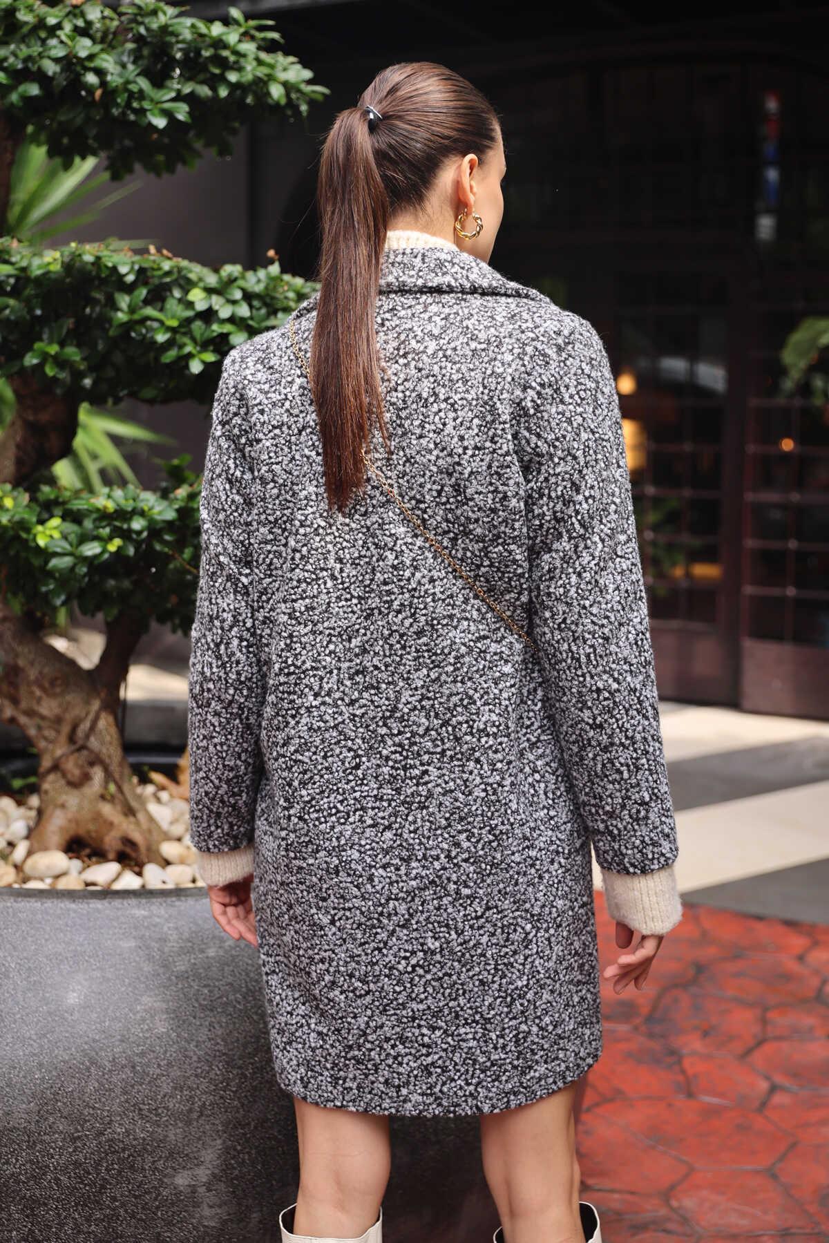 Oversize Kaşe Kaban - Siyah - Marcoroni