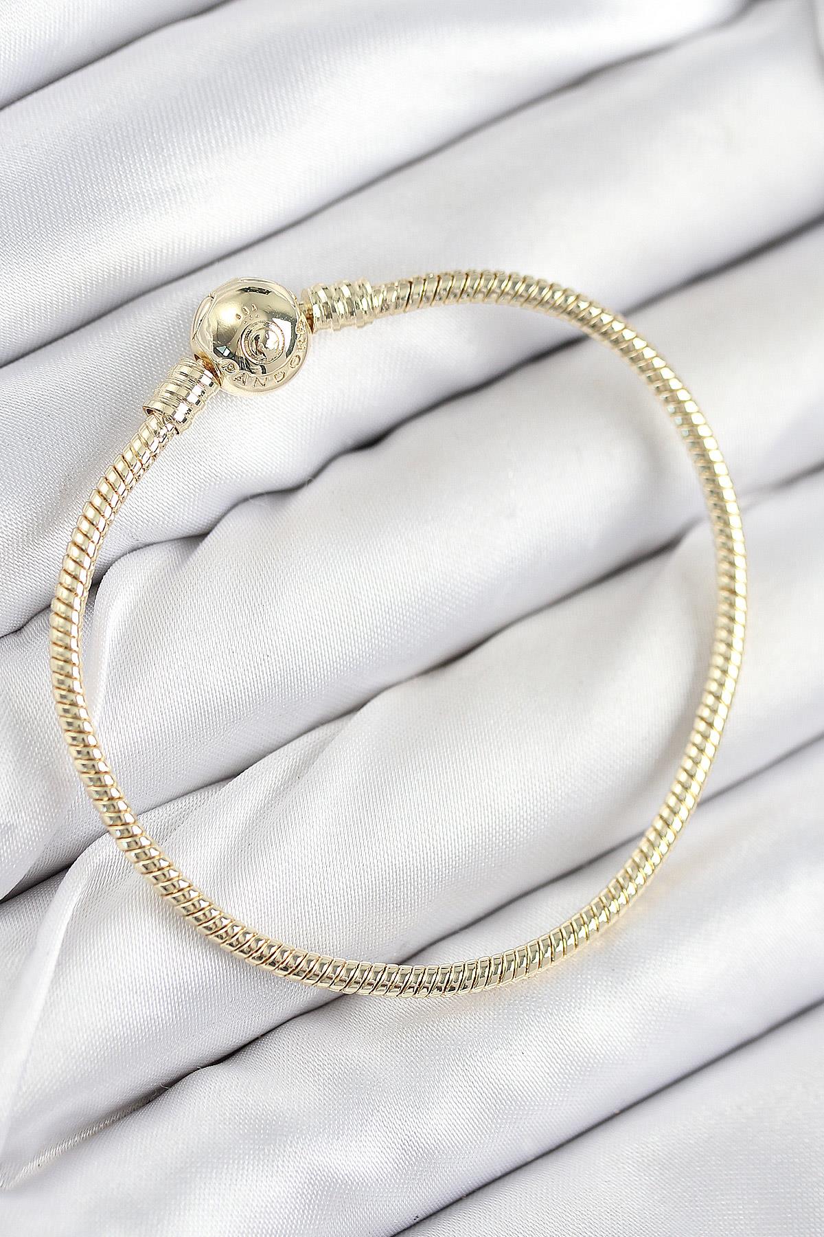 Pirinç Charm Topcuk Model Gold Renk Kadın Bileklik