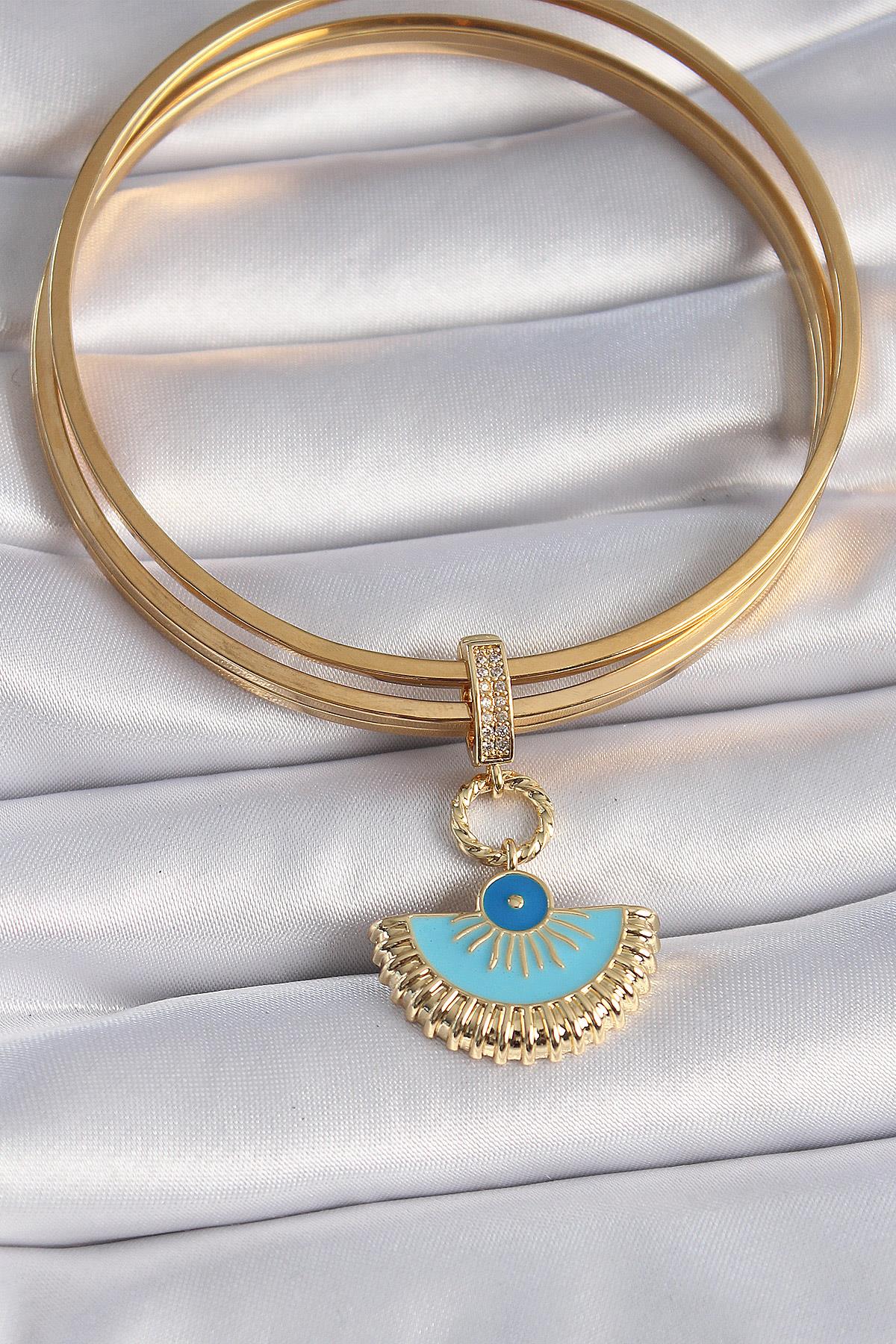 Pirinç Gold Renk Nazar Boncuklu Ajda Charm