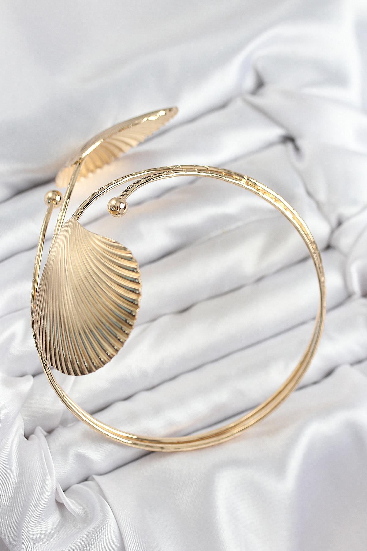 Pirinç İstiridye Model Gold Renk Kadın Pazu Bileklik