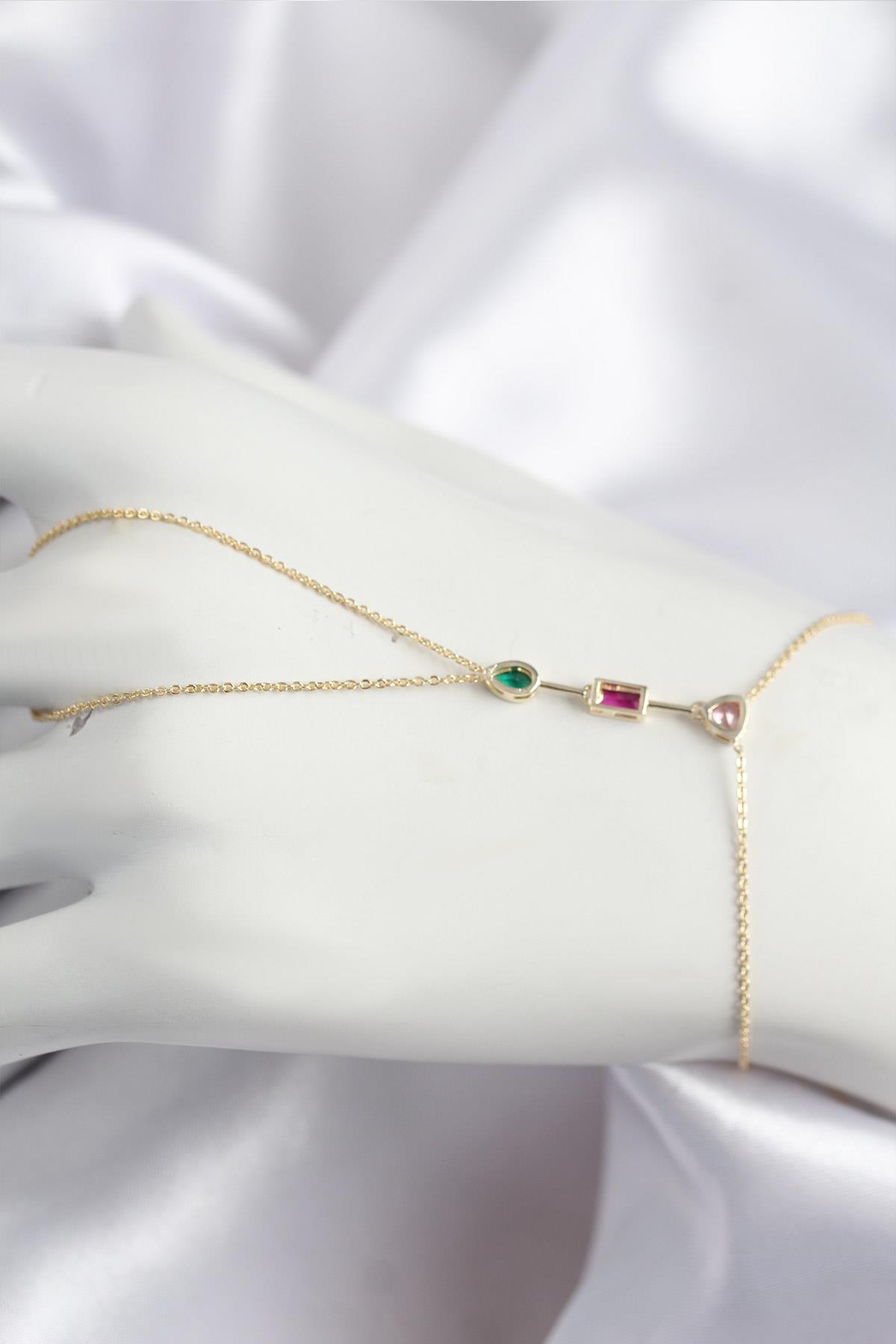 Pirinç Renkli Zirkon Taşlı Model Gold Renk Şahmeran