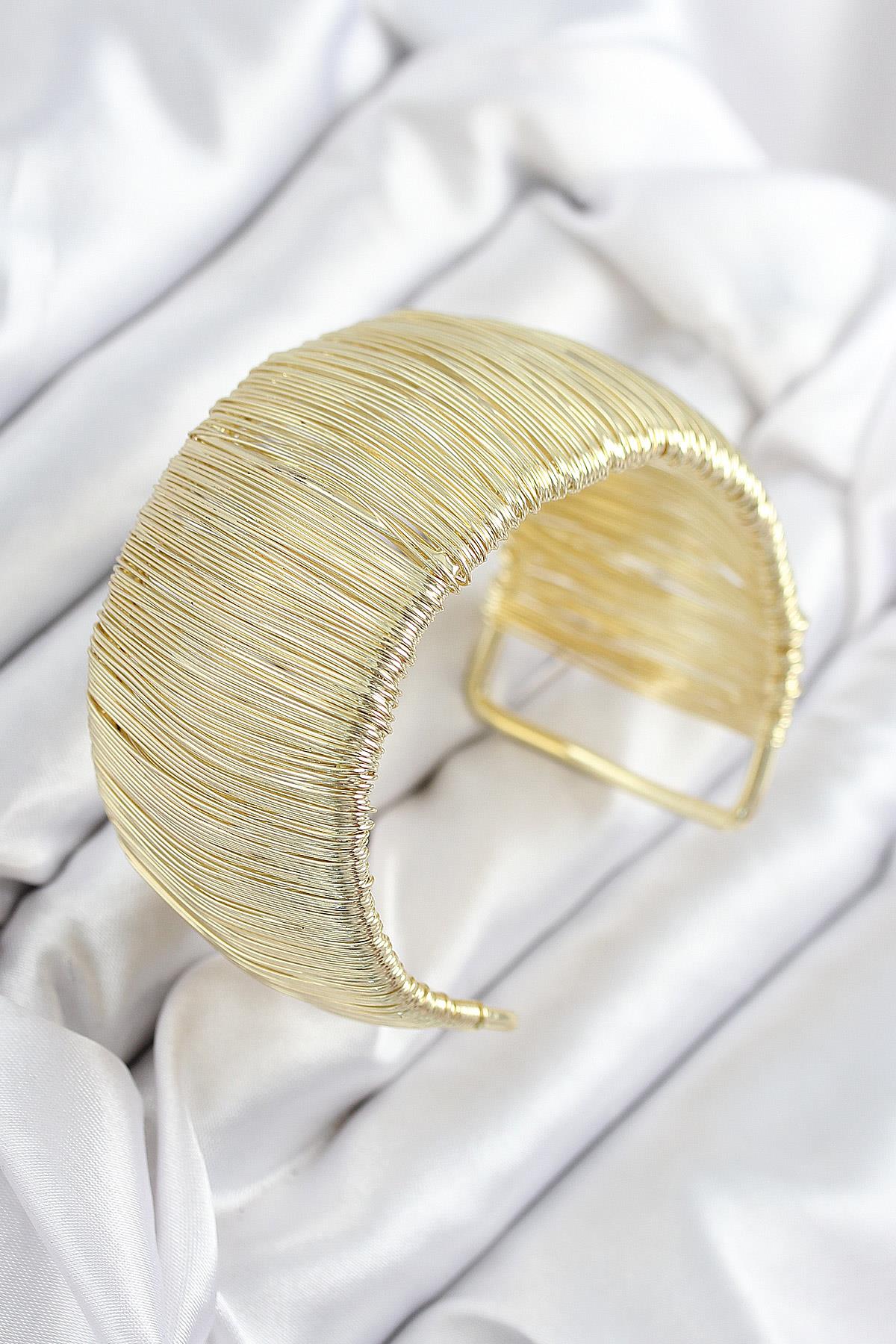 Pirinç Tel Sarma Model Gold Renk Kadın Bileklilk