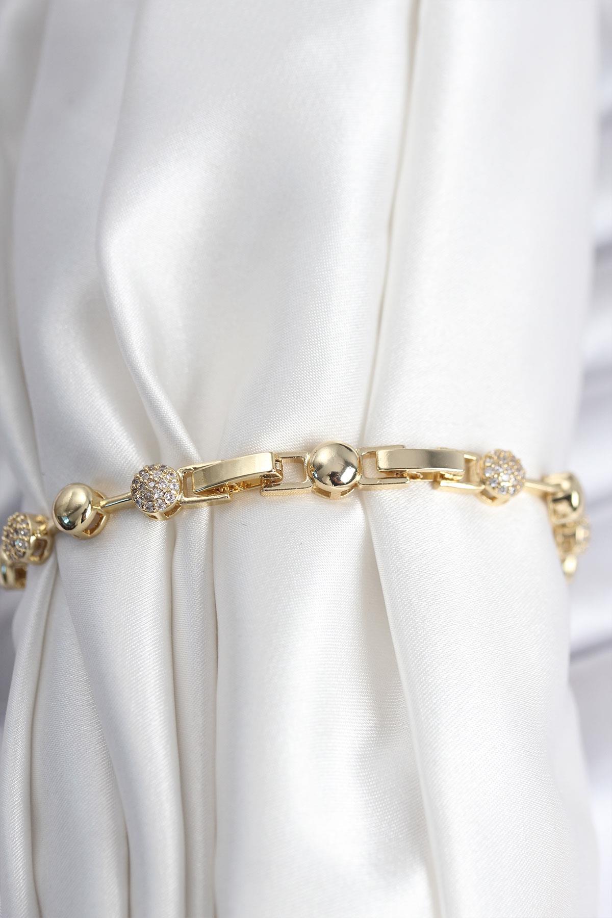 Pirinç VIP Seri Gold Renk Topçuk Model Kadın Bileklik