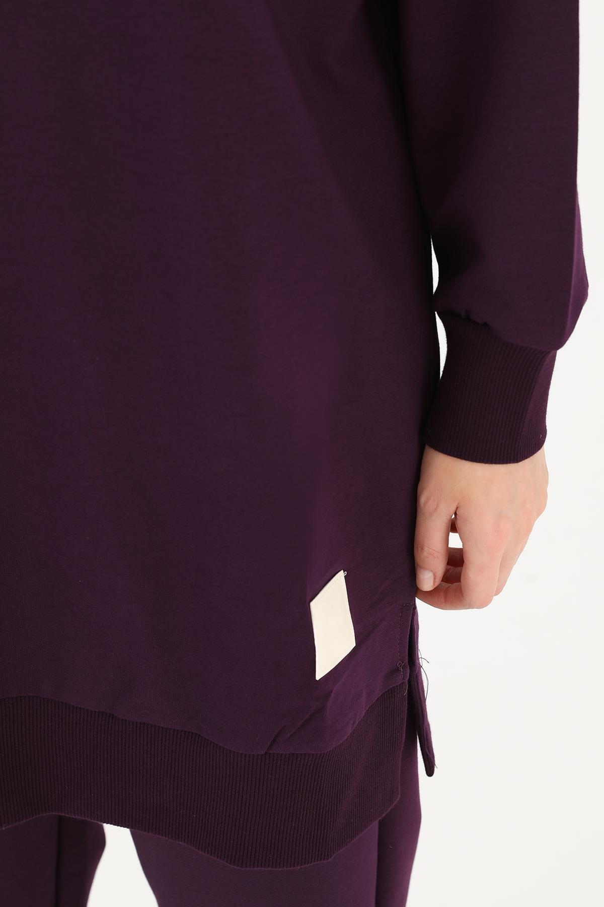 Puane Kadın Basic Mor Tunik - Marcoroni