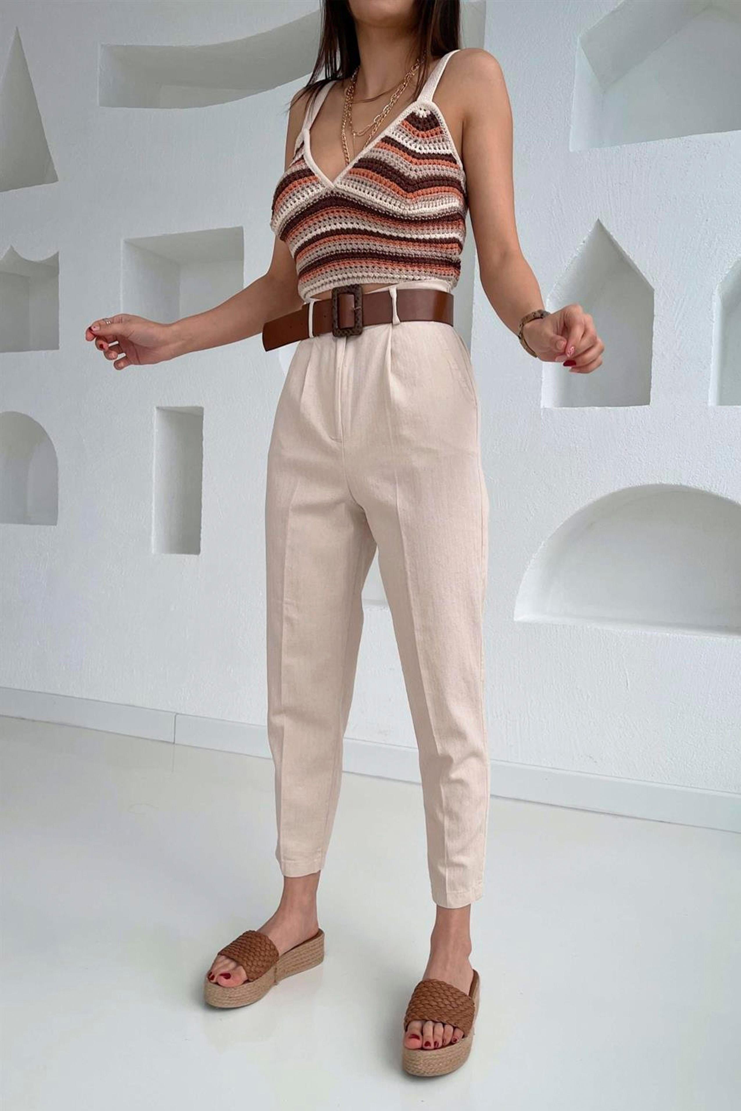Sknny Gabardin Pantolon Taş - Marcoroni