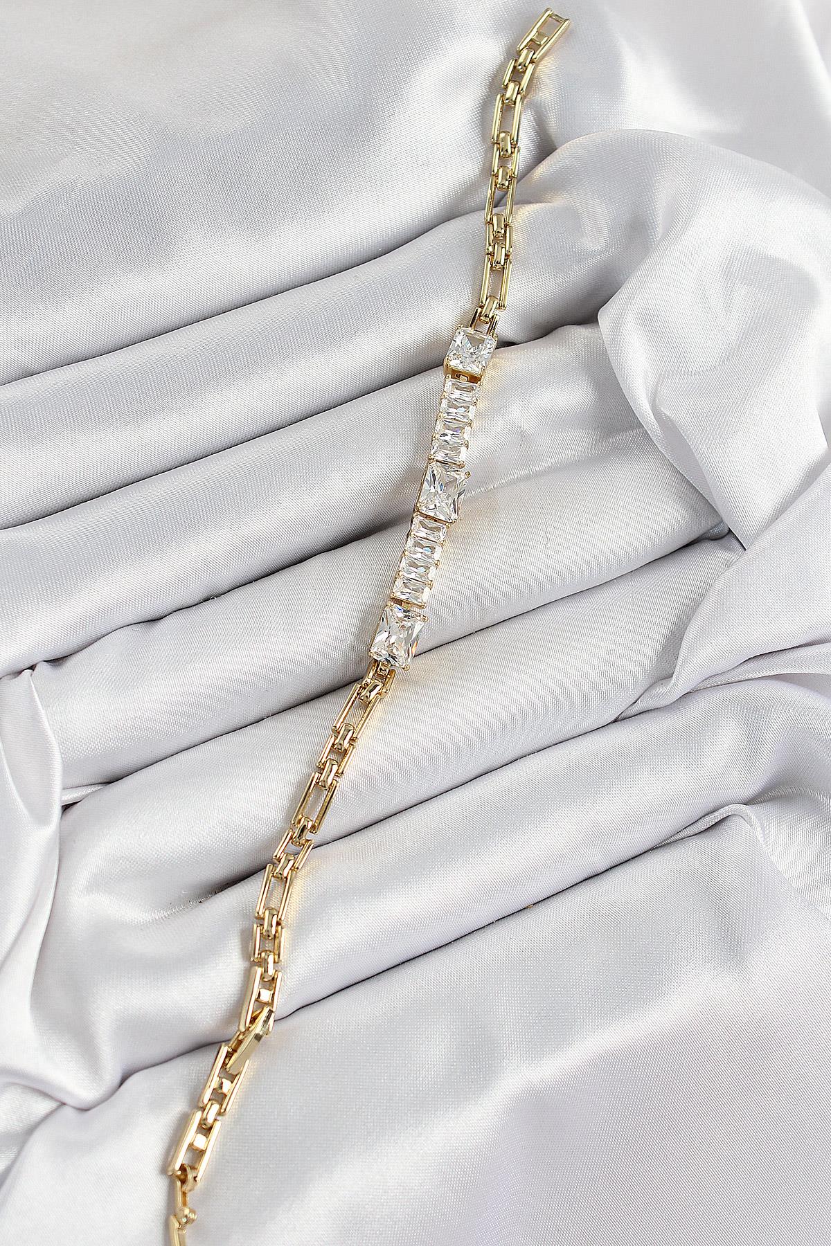 Xuping Pirinç Parçalı Su Yolu Model Gold Renk Kadın Bileklik