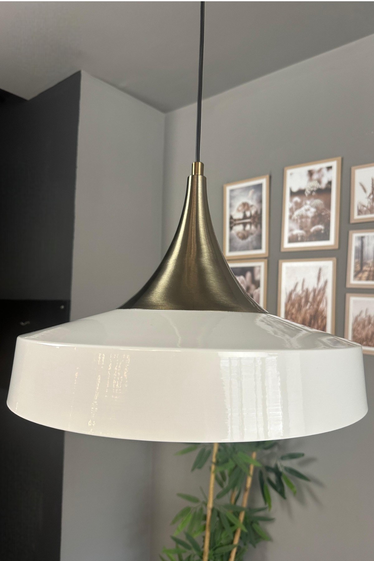 Açe Beyaz Tekli Eskitme Kubbe Başlık Avize Retro Sarkıt Ofis Showroom Salon Mutfak Avizeleri
