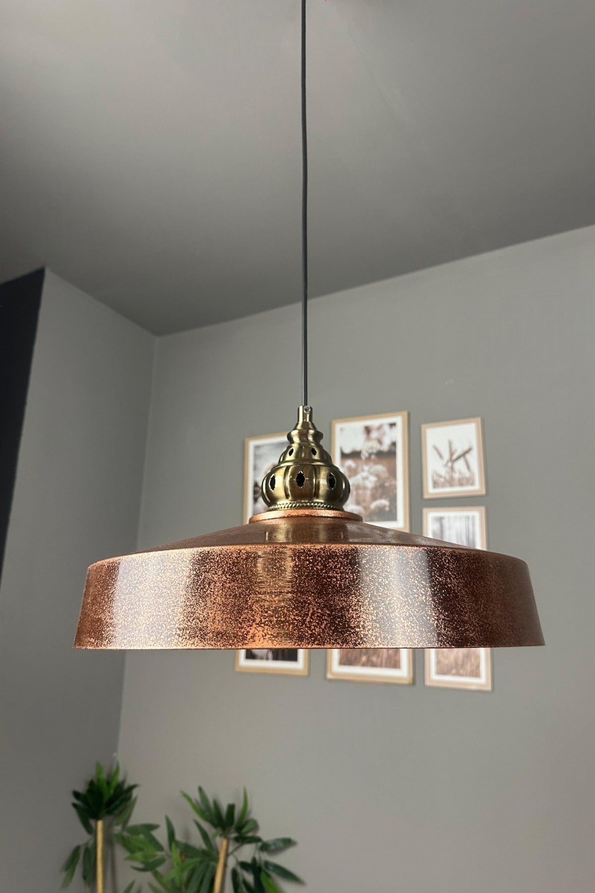 Açe Patina Eskitme King Başlık Tekli Avize Retro Sarkıt Ofis Showroom Salon Mutfak Avizeleri