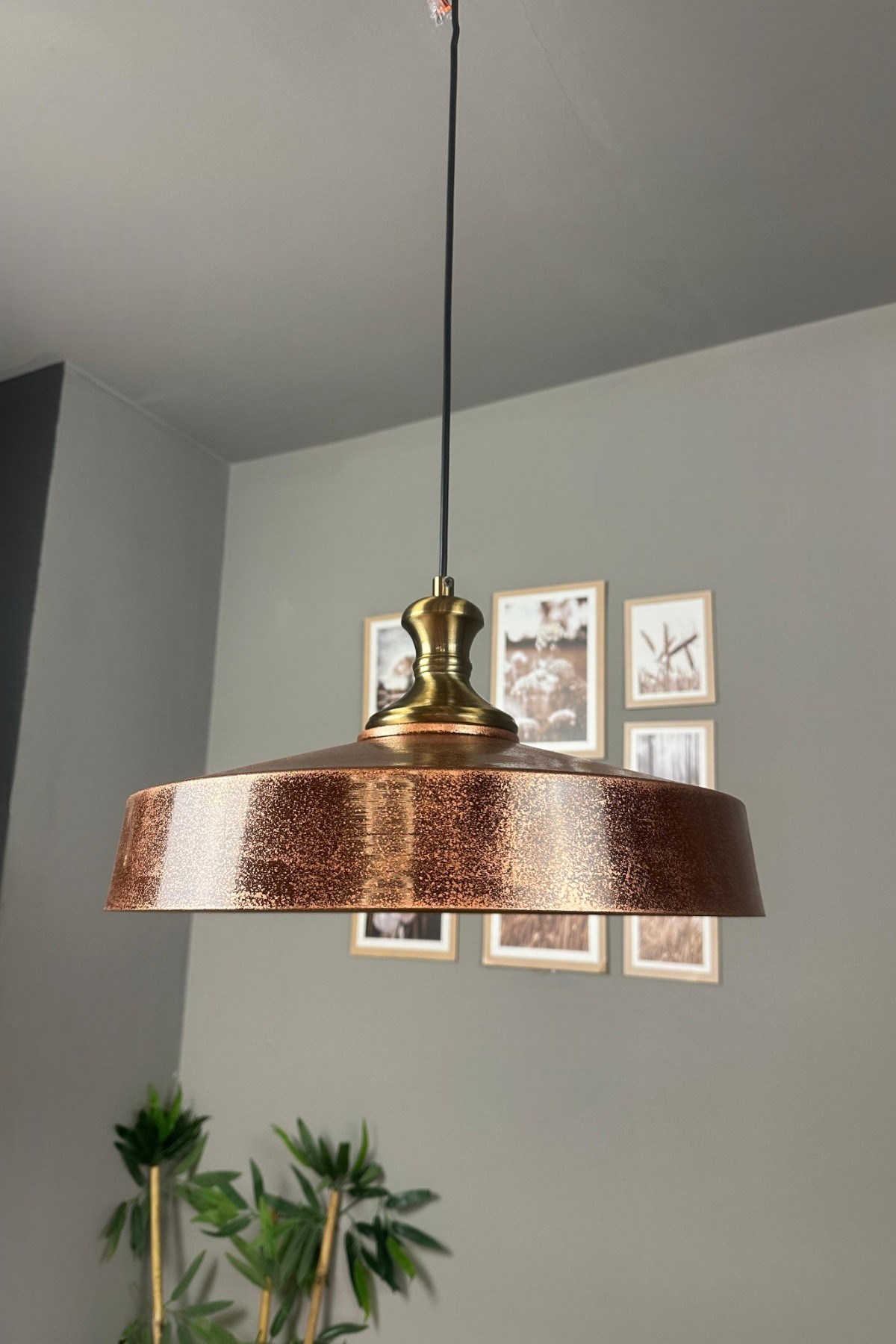 Açe Patina Eskitme Tokmak Başlık Tekli Avize Retro Sarkıt Ofis Showroom Salon Mutfak Avizeleri