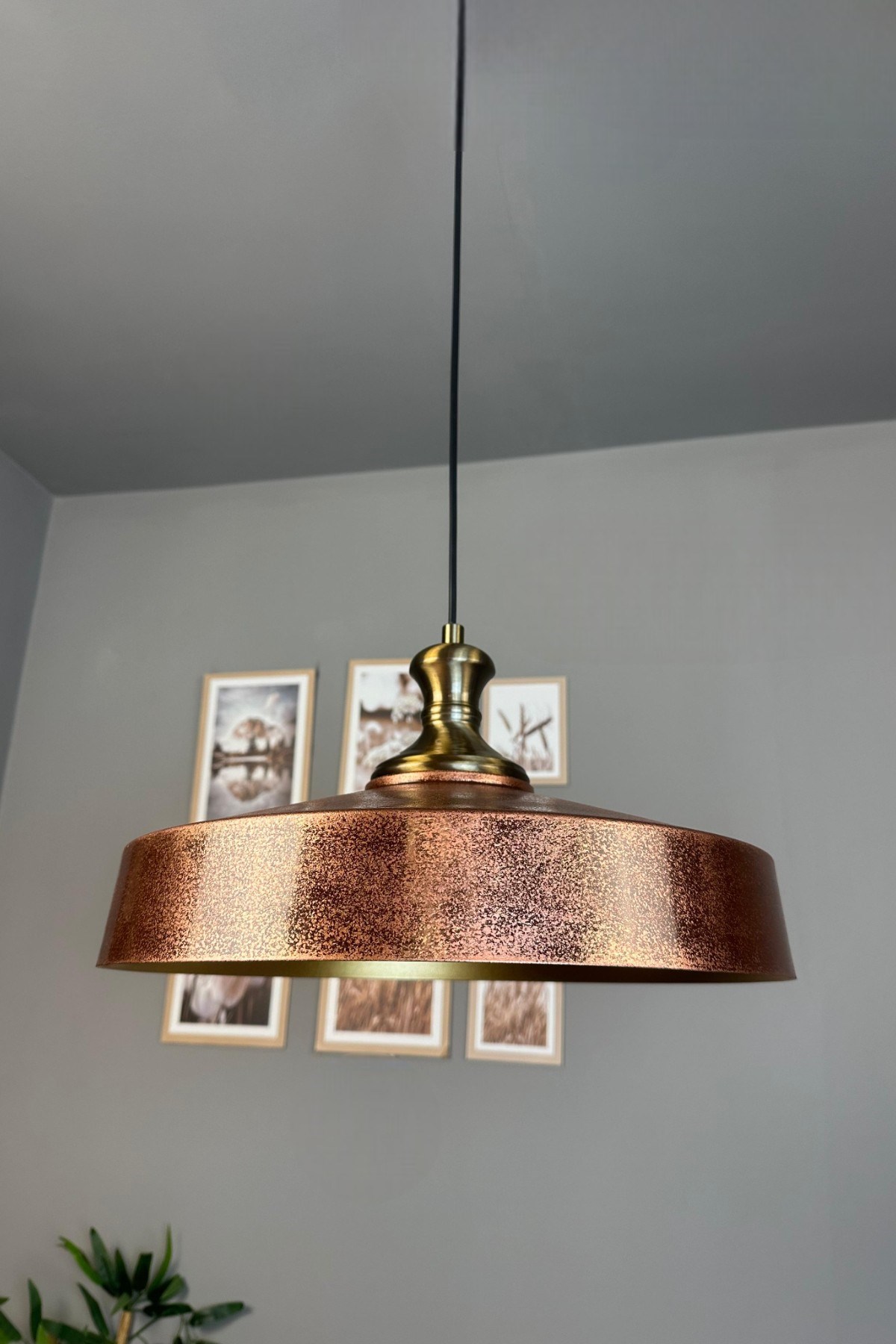 Açe Patina Eskitme Tokmak Başlık Tekli Avize Retro Sarkıt Ofis Showroom Salon Mutfak Avizeleri