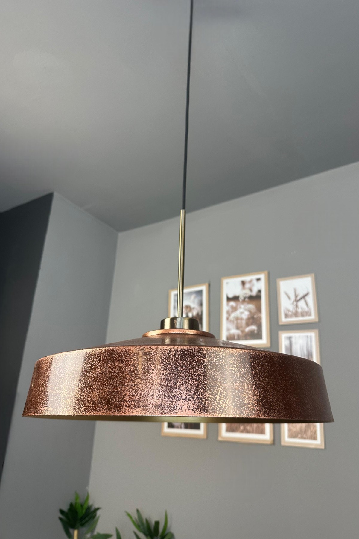 Açe Patina Tekli İnce Eskitme Başlık Avize Retro Sarkıt Ofis Showroom Salon Mutfak Avizeleri