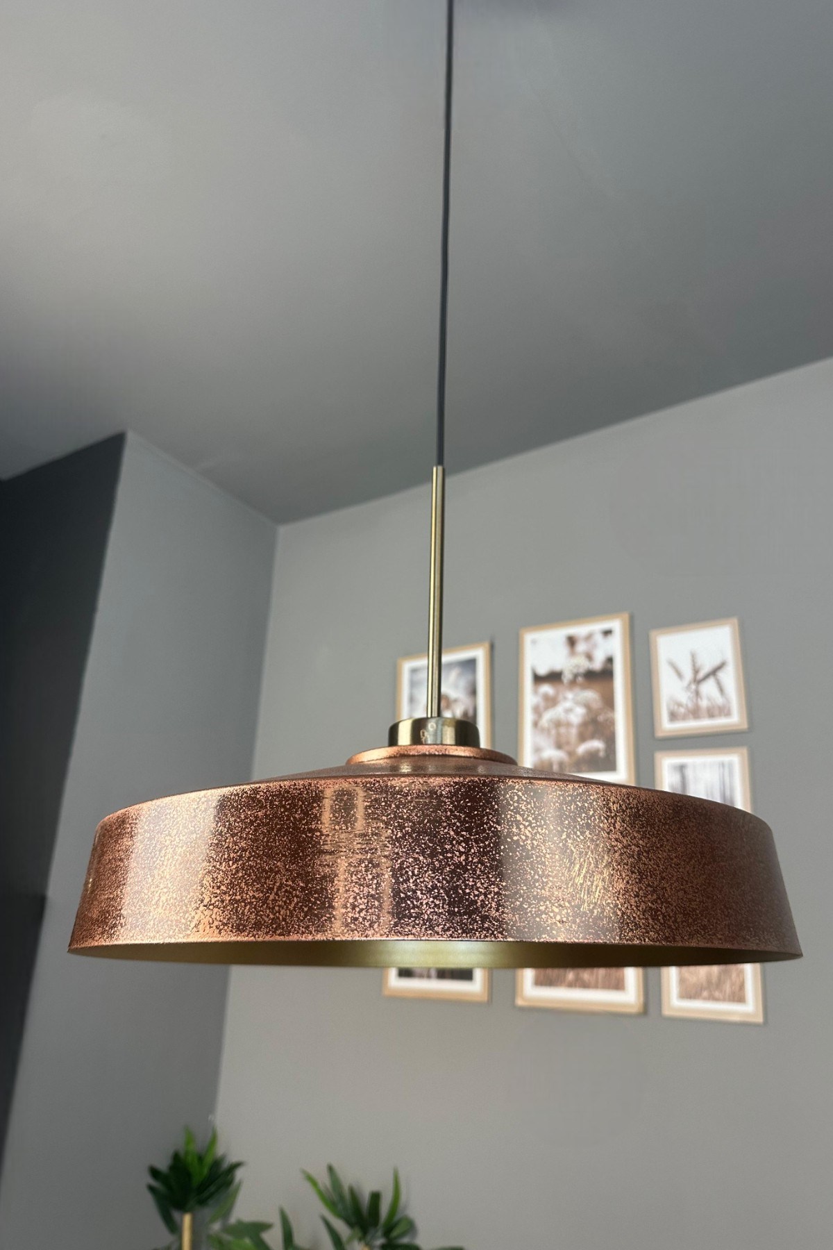 Açe Patina Tekli İnce Eskitme Başlık Avize Retro Sarkıt Ofis Showroom Salon Mutfak Avizeleri