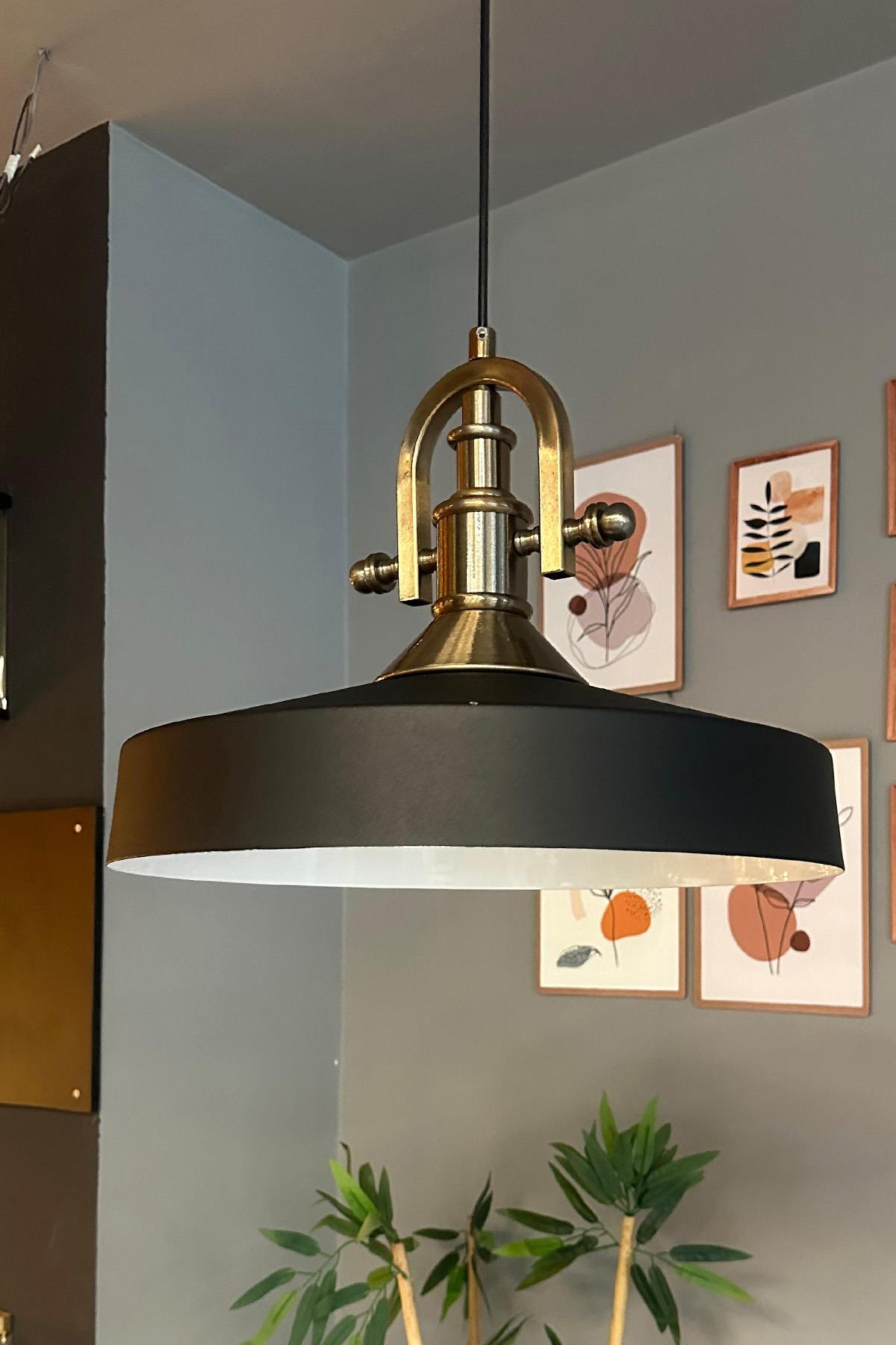 Açe Siyah Tekli Gemici Eskitme Başlık Avize Retro Sarkıt Ofis Showroom Salon Mutfak Avizeleri